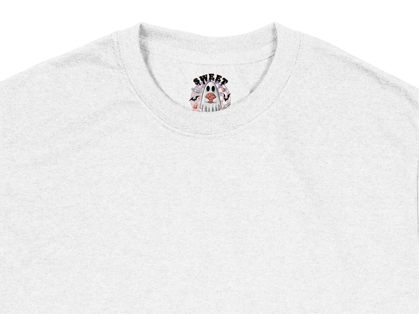 White Crew Neck T-Shirt with Red Heart and Text Embroidery, Casual Short Sleeve Top