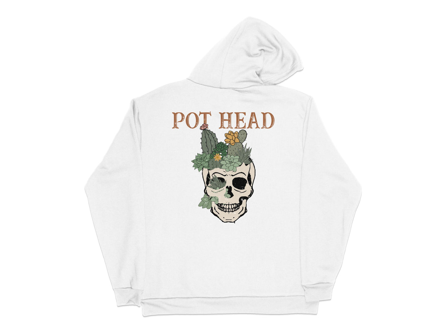 Unisex Skull Graphic Hoodie with Plant Design, Pot Head Casual Sweatshirt, Trendy Hipster Streetwear, Unique Gift Idea