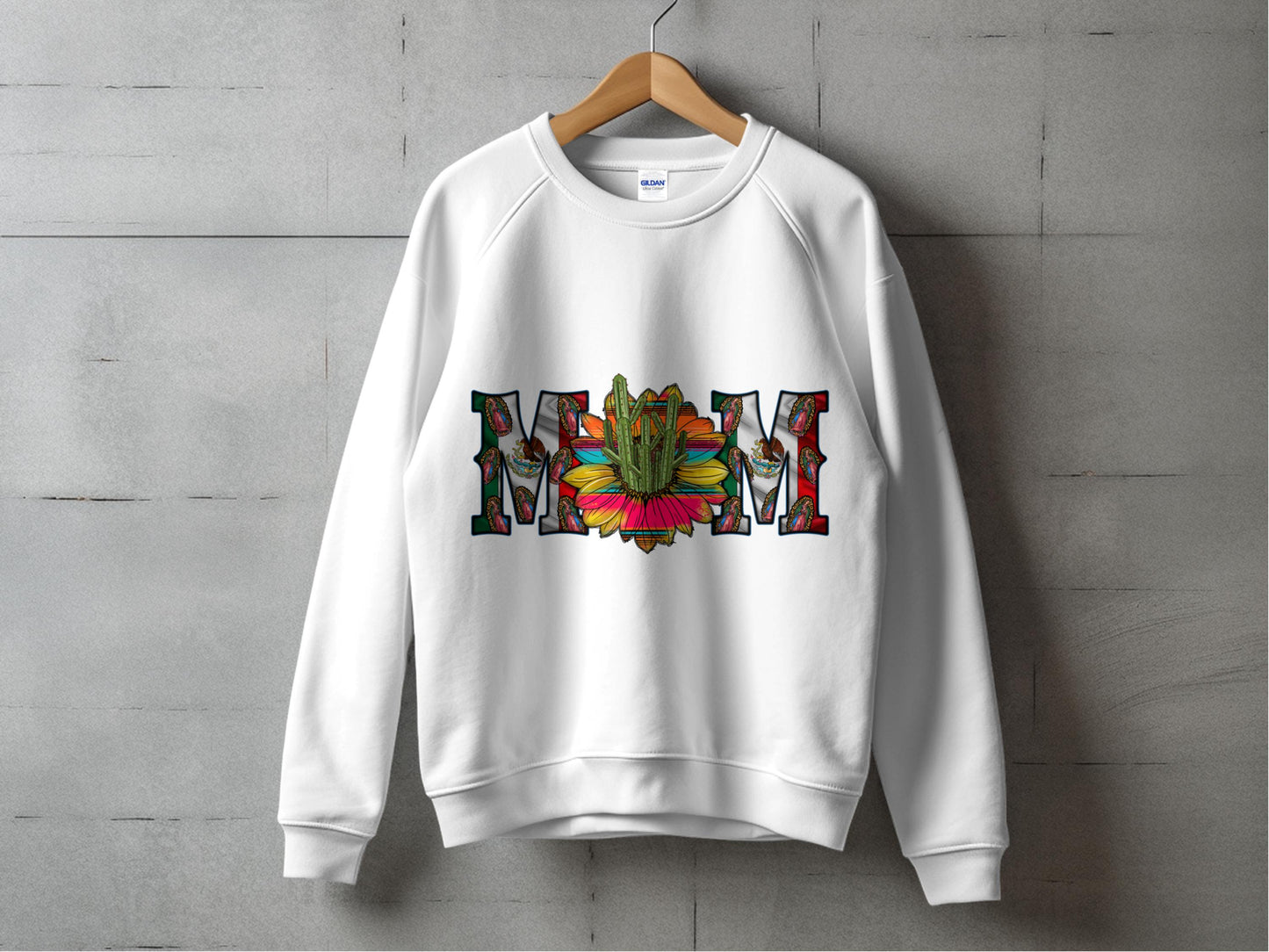 Colorful Floral MOM Print Sweatshirt, Beautiful Flower Graphic Women's Pullover, Casual Spring Apparel, Unique Gift for Mothers.