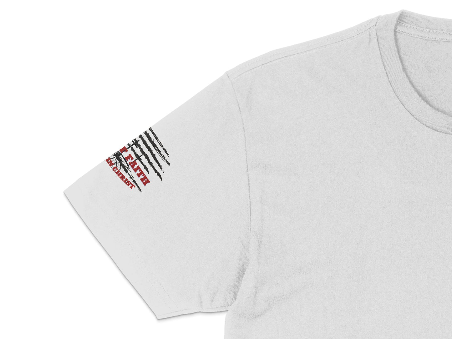 Men's White T-Shirt with Red and Black Abstract Art Graphic, Casual Cotton Tee