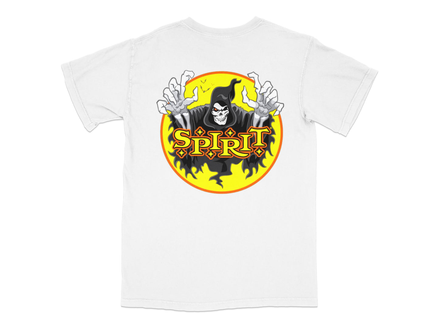 Men's Graphic T-Shirt, Vintage Skull Spirit Print, Halloween Themed, Retro Style Tee, Casual Summer Fashion, White Cotton Shirt