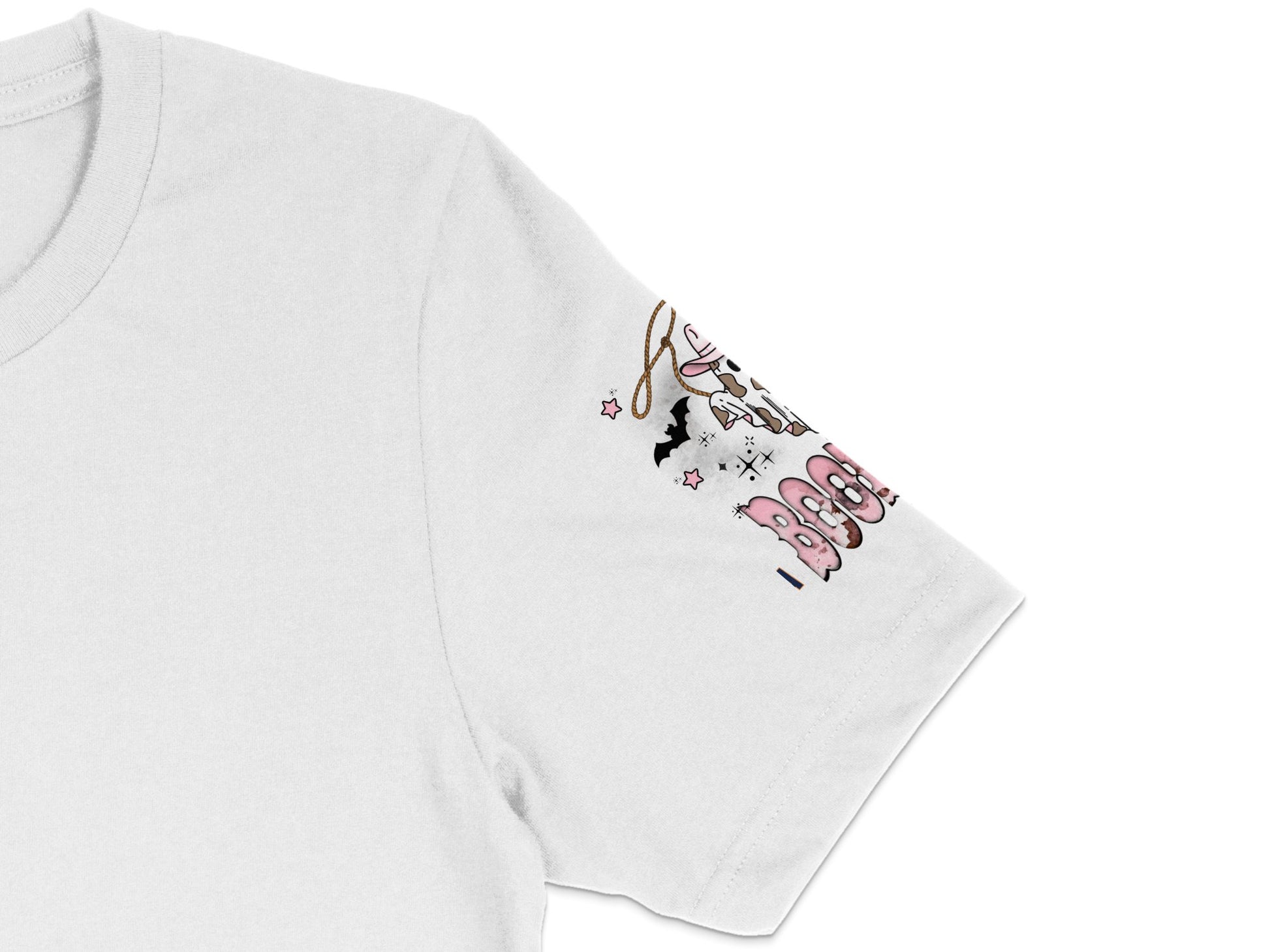 White T-Shirt with Pink Embroidered Design, Stylish Casual Wear, Unique Graphic Tee