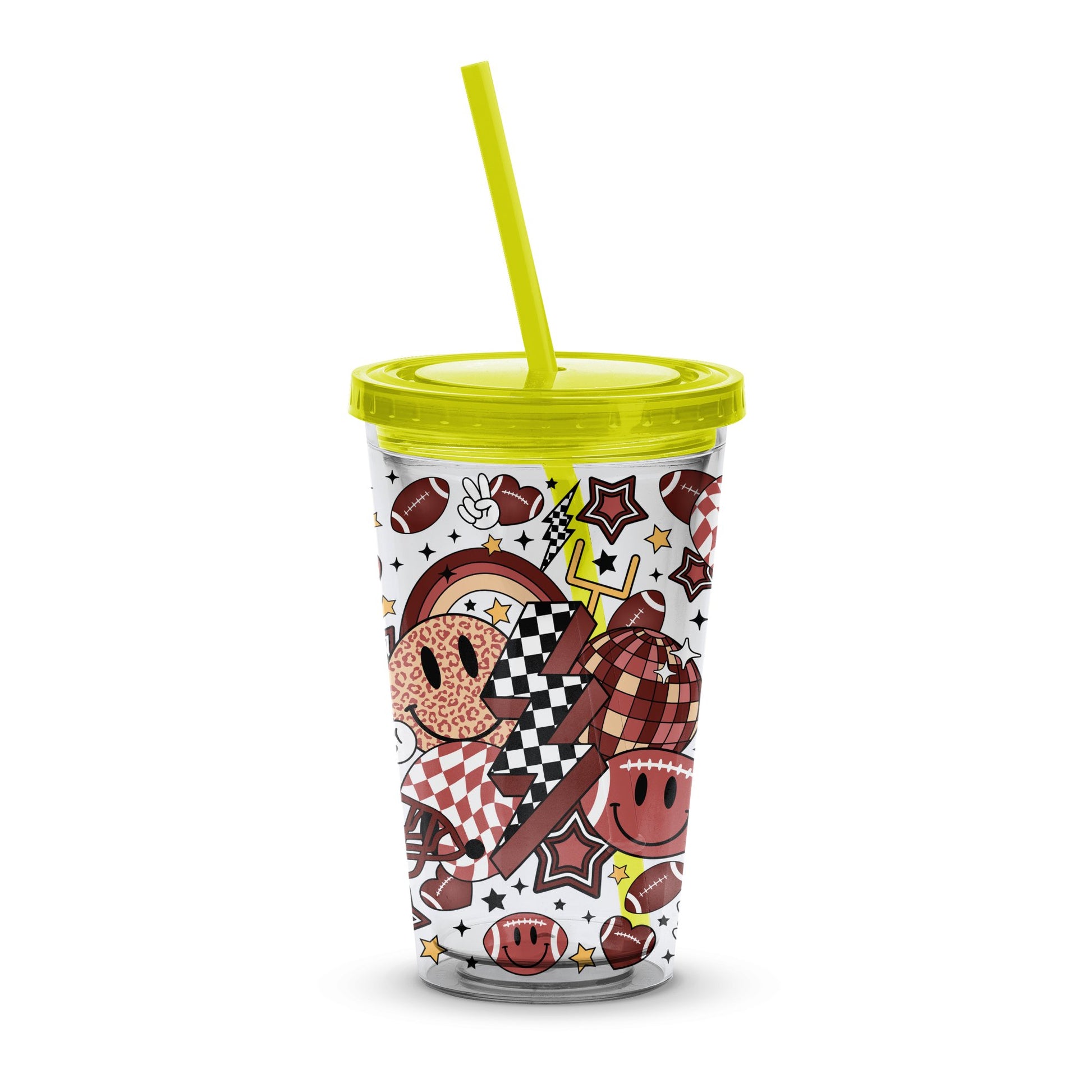 Colorful Insulated Tumbler with Straw, Cute Cartoon Pattern, Travel Cup, Reusable Drinkware, Gift Idea