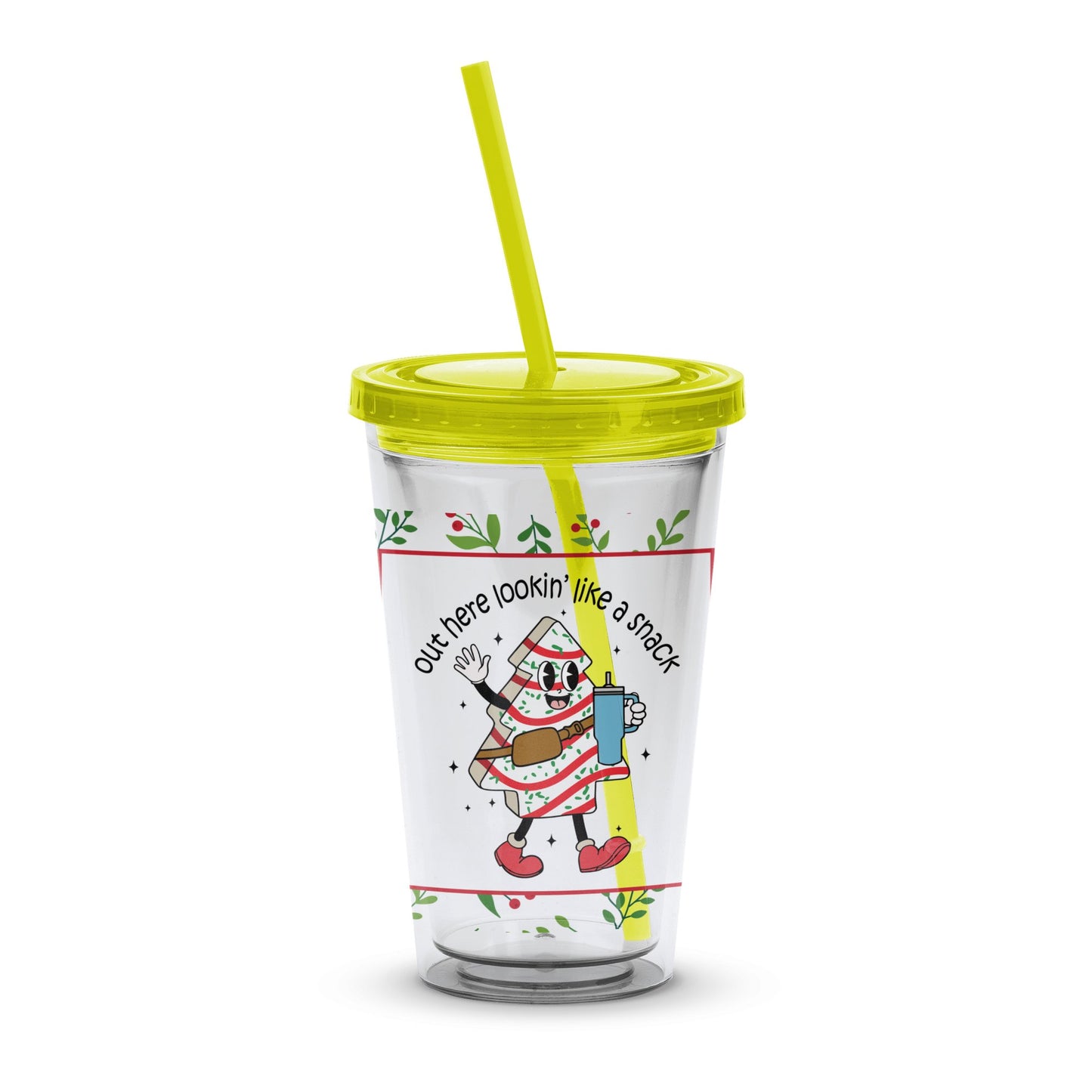 Cute Santa Tumbler, Christmas Coffee Cup, Holiday Themed Travel Mug with Straw, Festive Drinkware