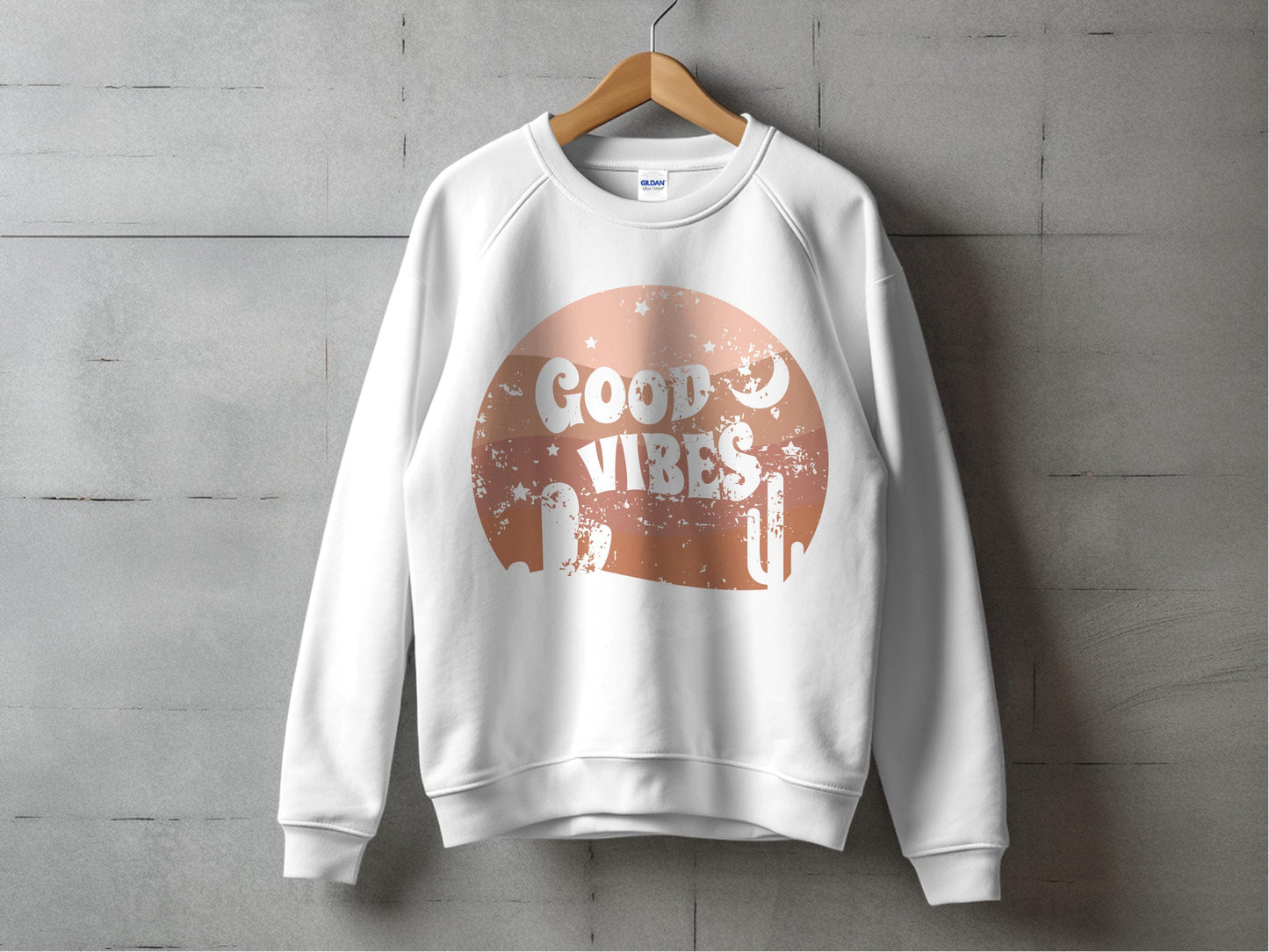 Good Vibes Sweatshirt, Trendy Aesthetic Clothing, Vintage-Inspired Graphic, Unisex Fashion Pullover