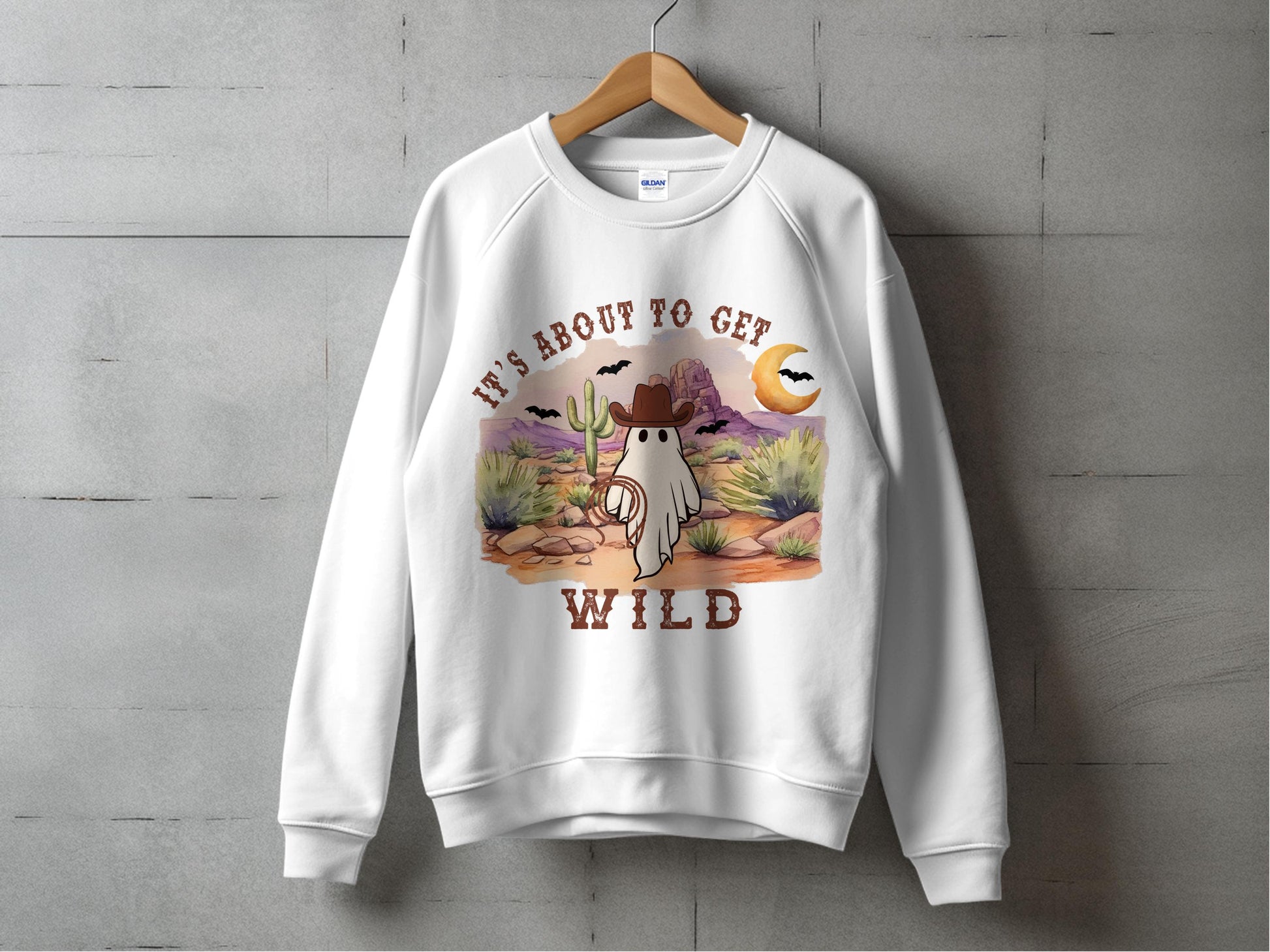 Cute Autumn Sweatshirt, It's About to Get Wild, Fall Themed Sweater with Fox and Moon, Cozy Pullover for Chilly Weather