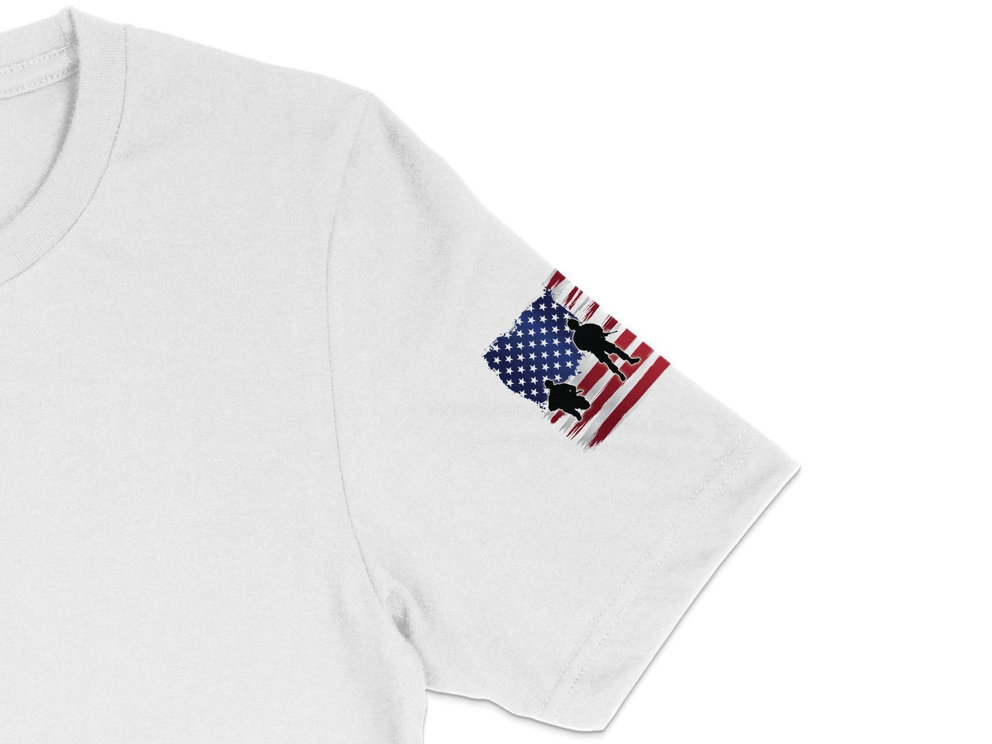 Patriotic T-Shirt with American Flag and Eagle Design, Unisex White Cotton Tee