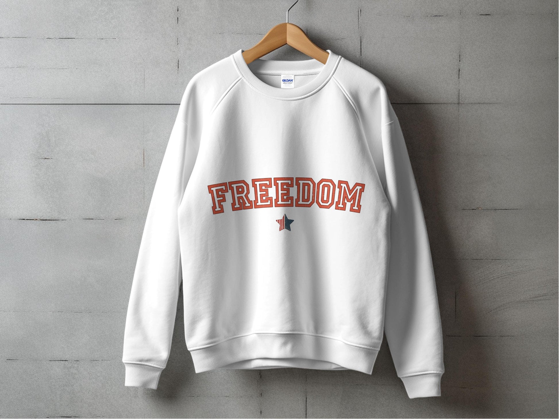 Unisex White Freedom Sweatshirt, Vintage Style Typography, Casual Fashion Pullover, Gift Idea