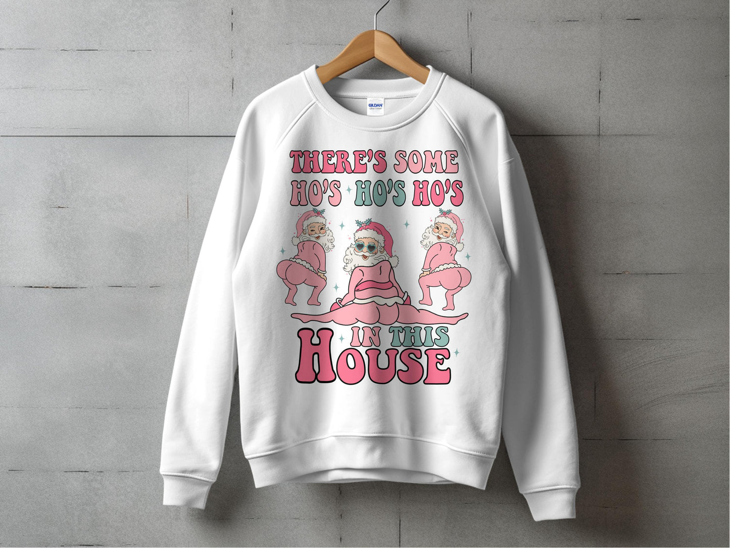 Funny Santa Sweatshirt, Christmas Jumper, Holiday Ho Ho Ho Sweater, Festive Winter Apparel for Adults, Unique Xmas Gift Idea