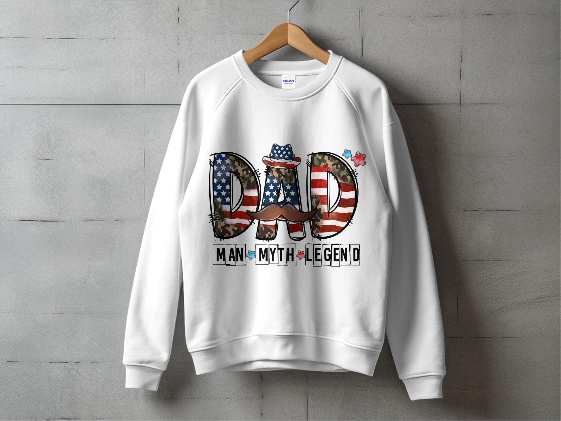 Patriotic Dad Sweatshirt, Man Myth Legend, USA Flag, Father's Day Gift, American Dad Crewneck, Comfortable Cotton Pullover