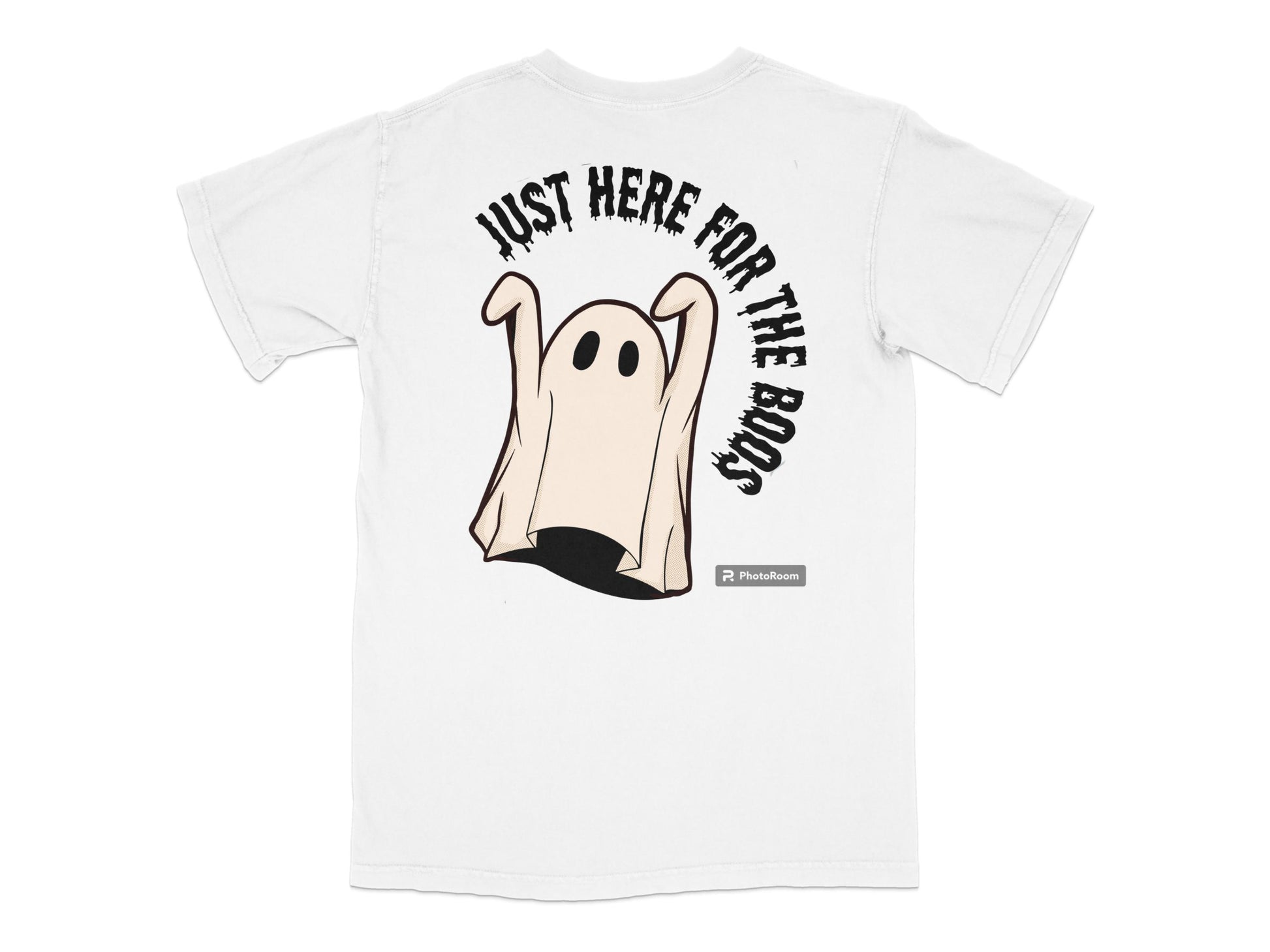 Funny Ghost T-Shirt 'Just Here for the Boos' Halloween Party Tee, Casual White Shirt, Fall Apparel, Spooky Cute Graphic Tee