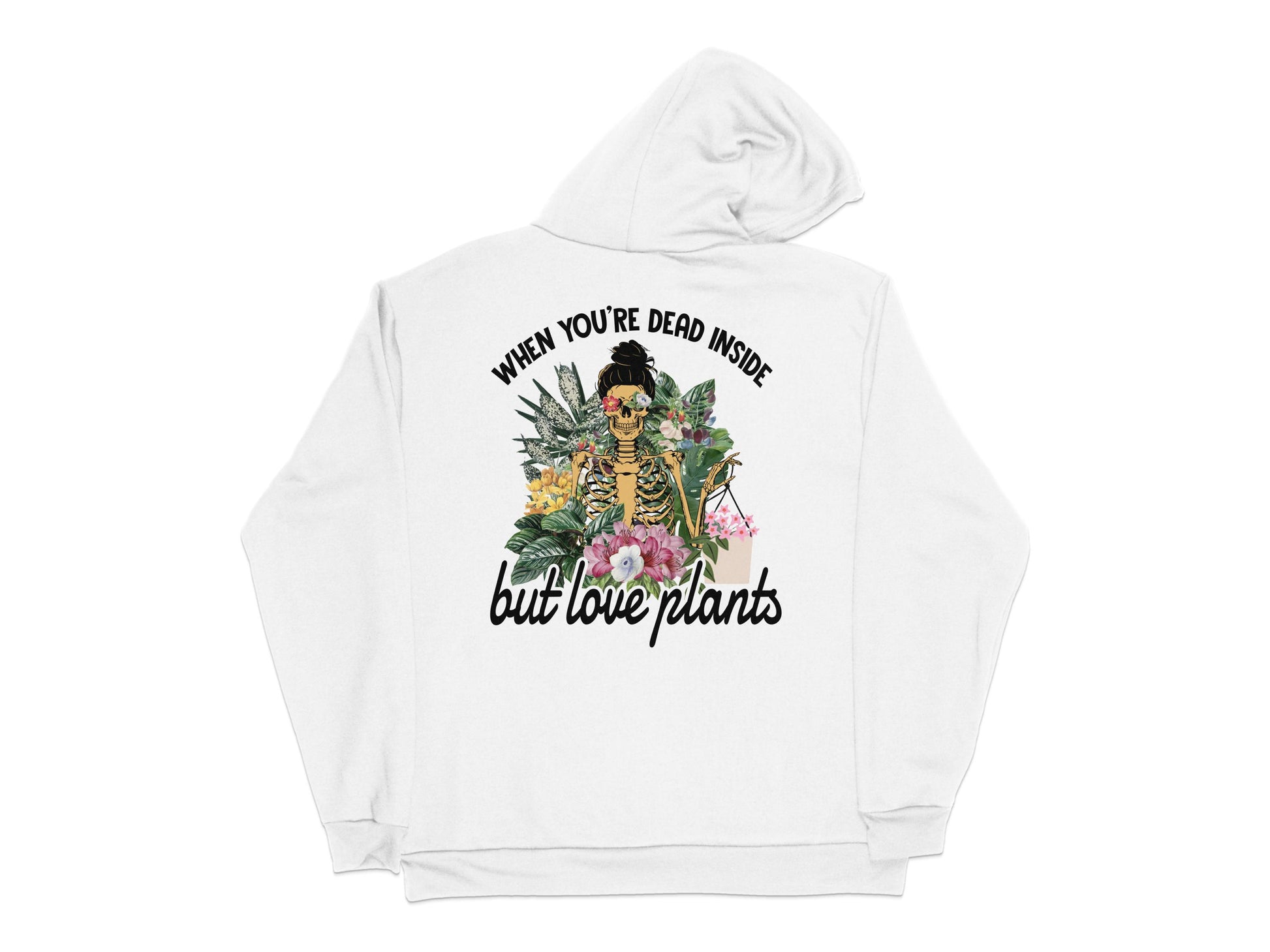 Dead Inside But Love Plants Hoodie, White Floral Tiger Graphic Sweatshirt, Unisex Casual Streetwear