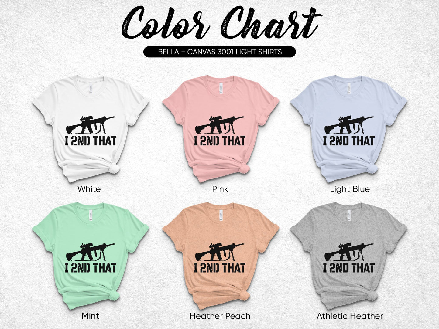 Color Chart Bella Canvas 3001 T-Shirts, Various Colors, Cat Design, Lightweight Cotton - Unisex Sizes