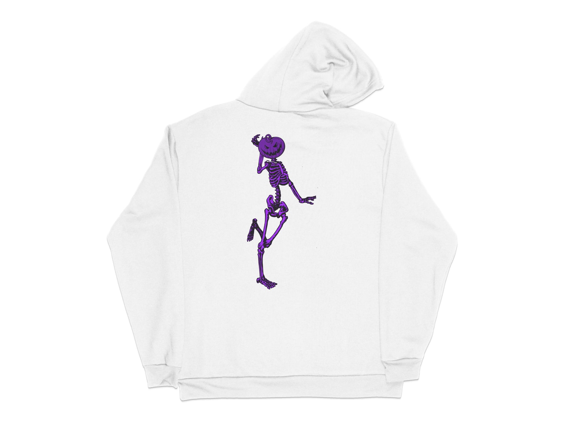 Unique Purple Skeleton Graphic Hoodie, Unisex Trendy Streetwear, Comfortable Cotton Pullover Sweatshirt