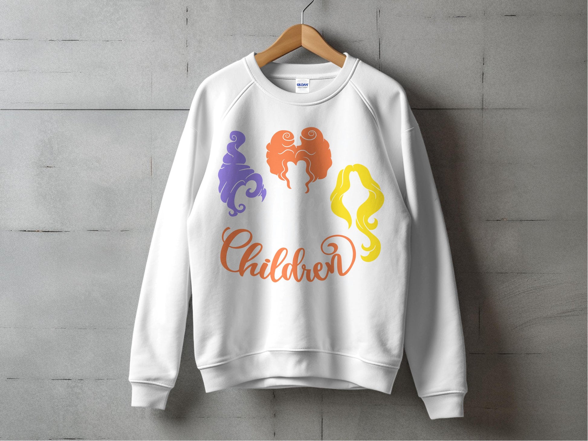 Children Colorful Silhouette Sweatshirt, Unisex Adult Casual Pullover, Graphic Crewneck Sweatshirt for All Ages