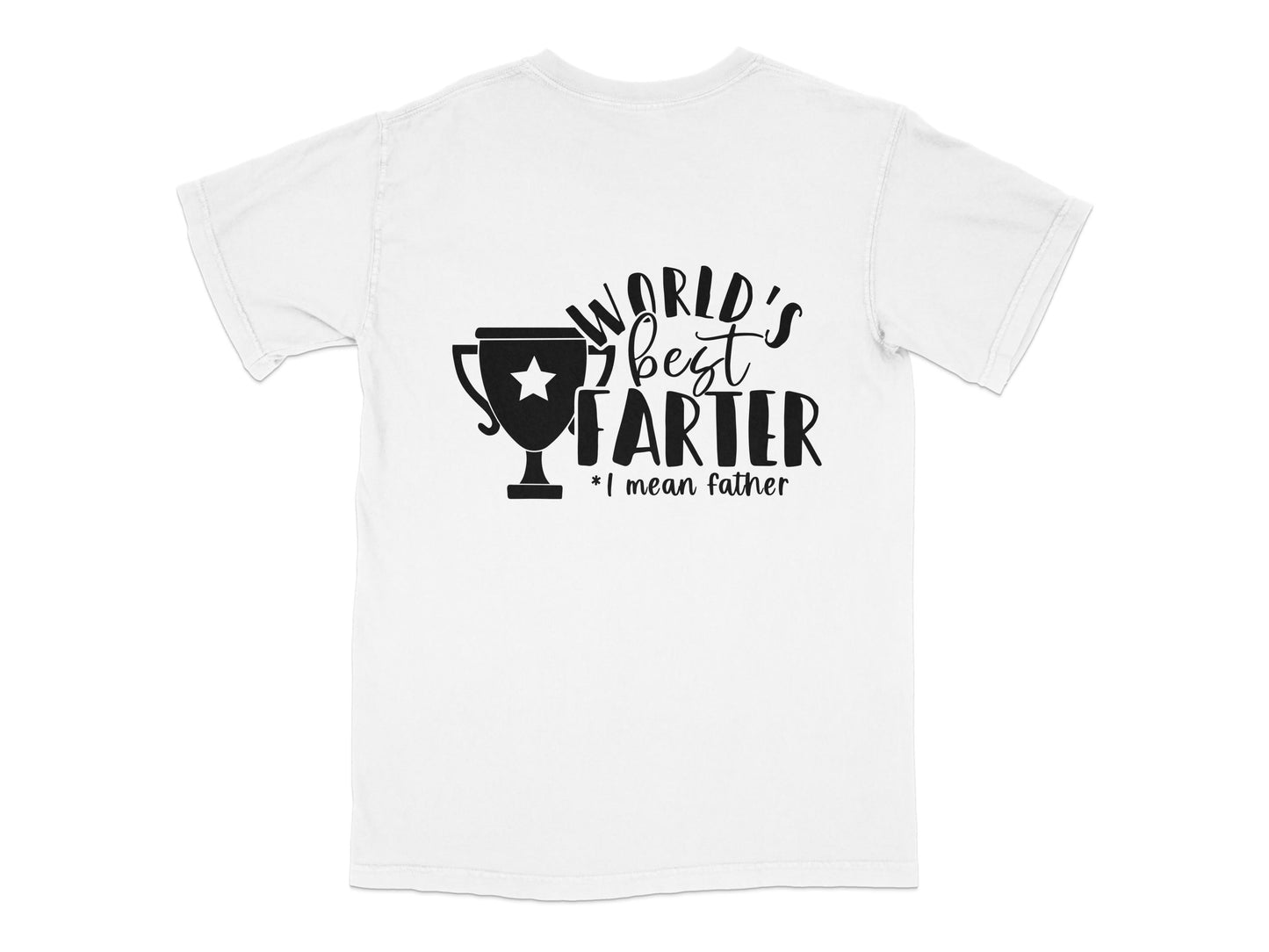 Funny Father's Day T-Shirt, World's Best Farter Trophy Design, Unique Dad Gift, White Cotton Tee