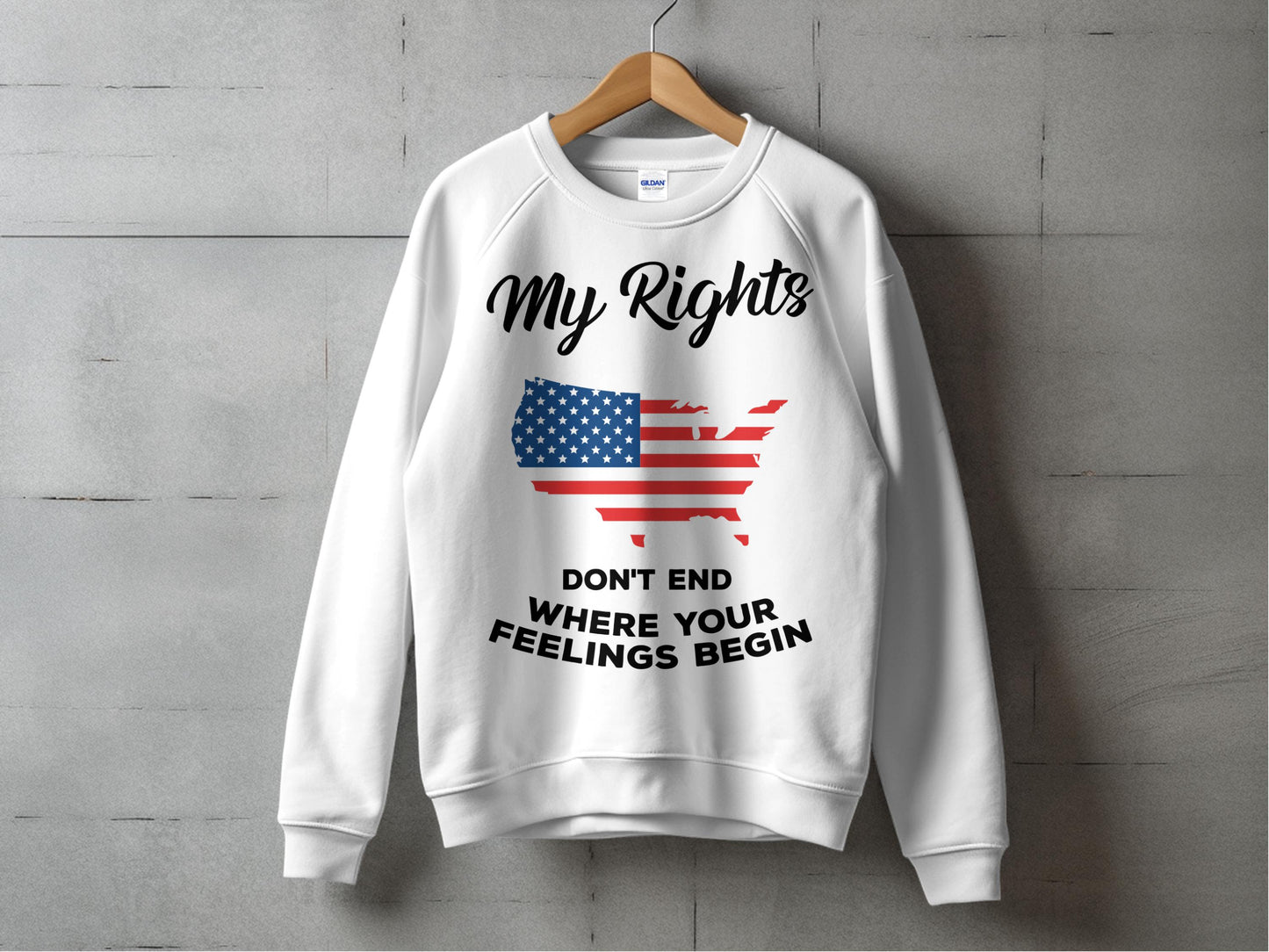 Patriotic Sweatshirt My Rights Don't End USA Flag Graphic Unisex Crewneck Pullover