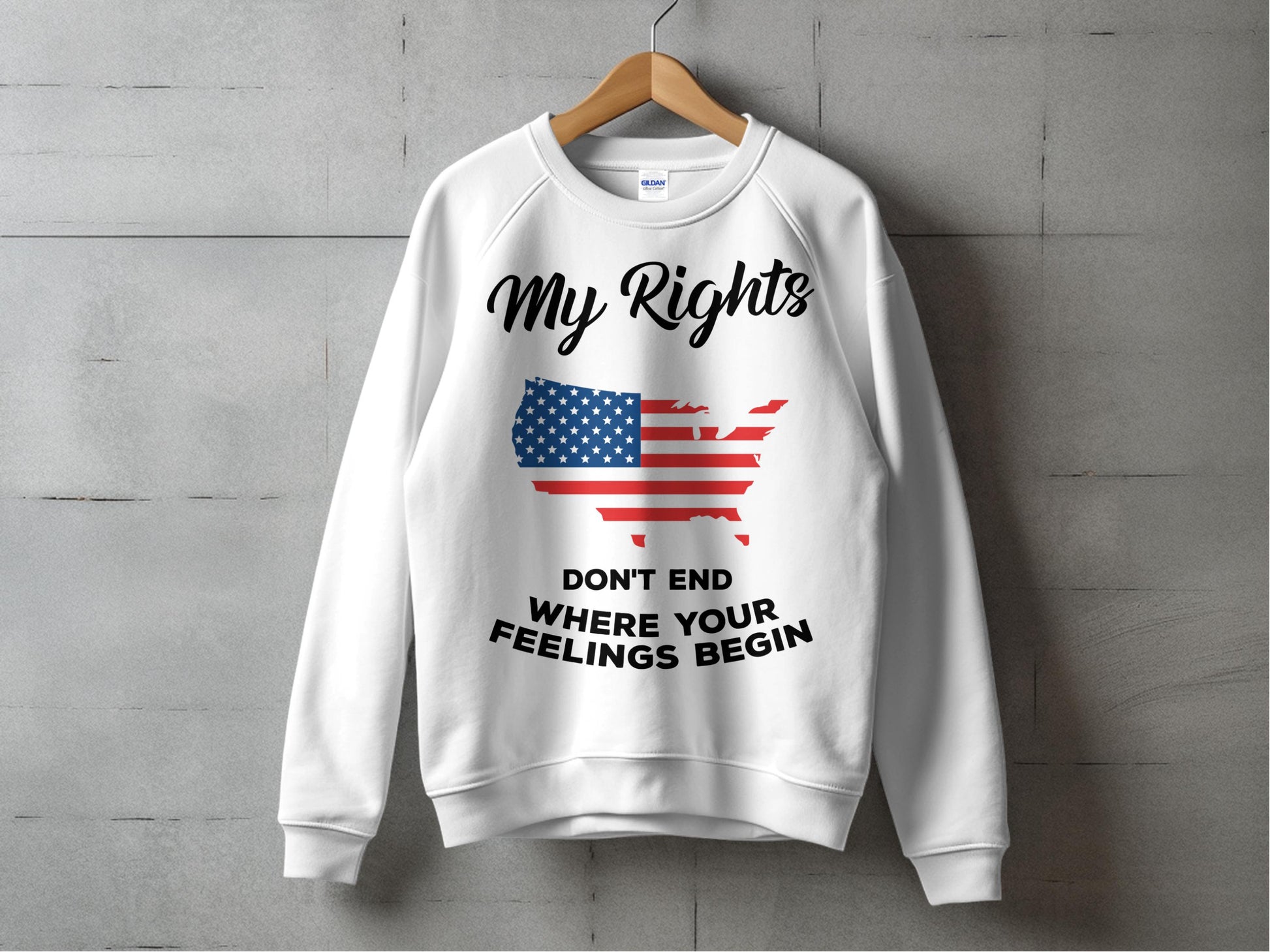 Patriotic Sweatshirt My Rights Don't End USA Flag Graphic Unisex Crewneck Pullover
