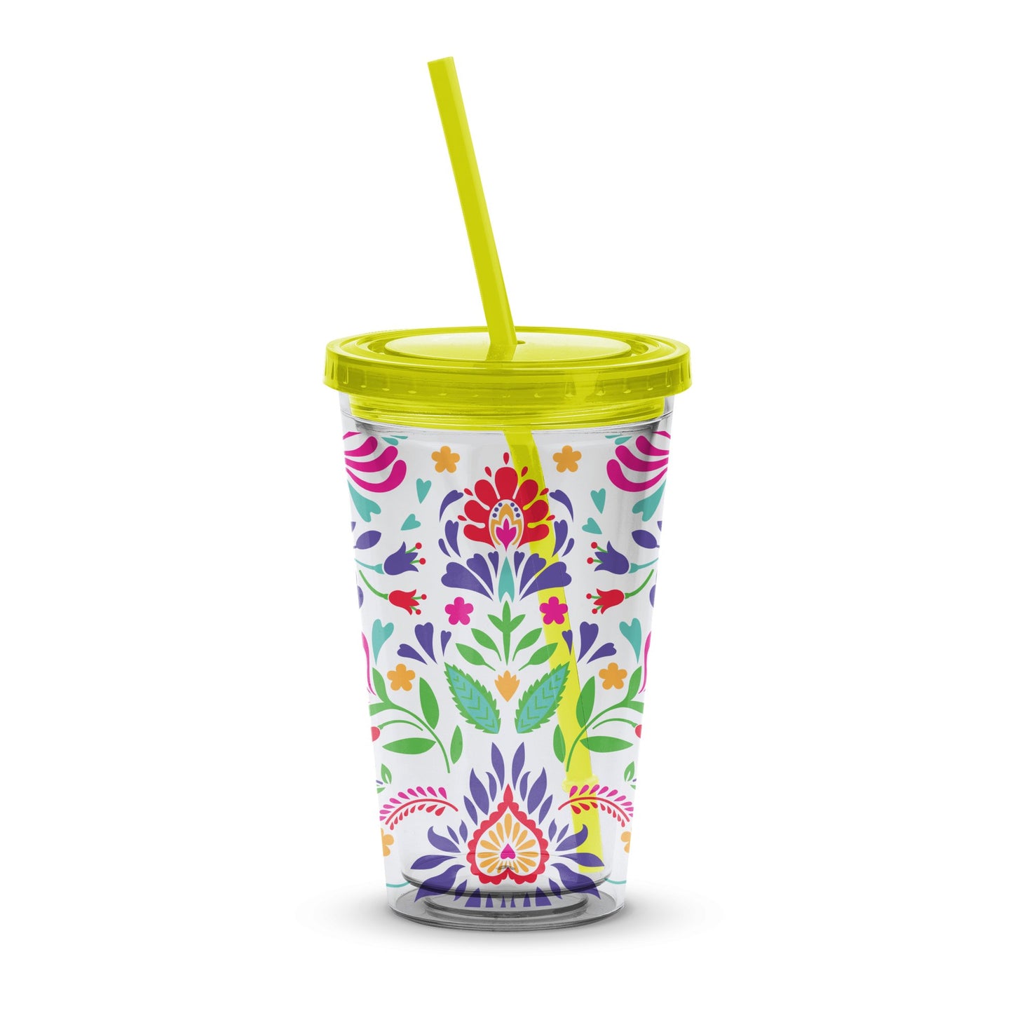 Colorful Floral Tumbler with Lid and Straw, Insulated Travel Cup, Summer Drinkware, Gift Idea