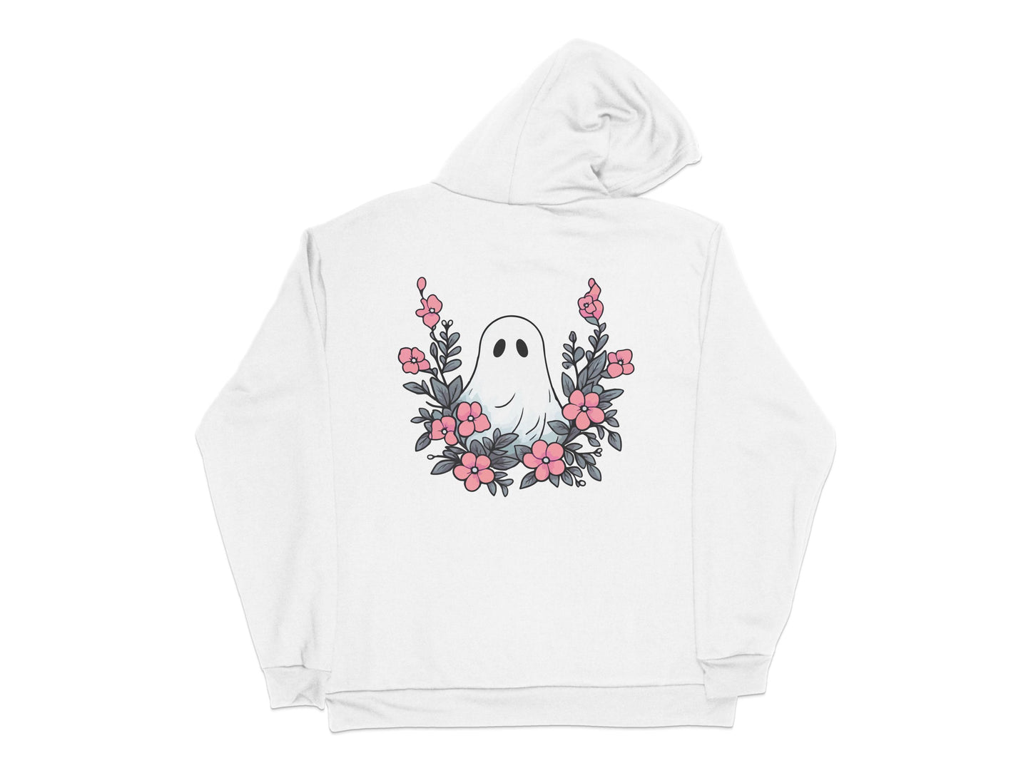 Cute Ghost Hoodie with Floral Design, Unisex Spooky Spirit Sweatshirt, Casual Fall Apparel Gift