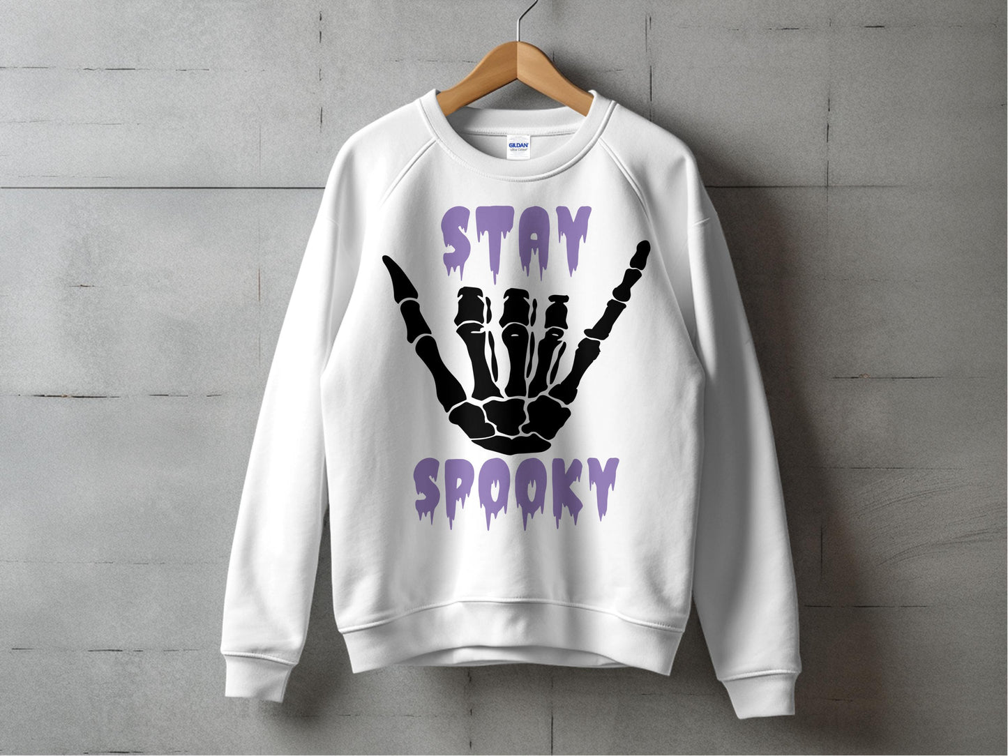 Stay Spooky Skeleton Hand Sweatshirt, Halloween Graphic Crewneck, Unisex Fall Fashion Pullover, Cozy Autumn Apparel