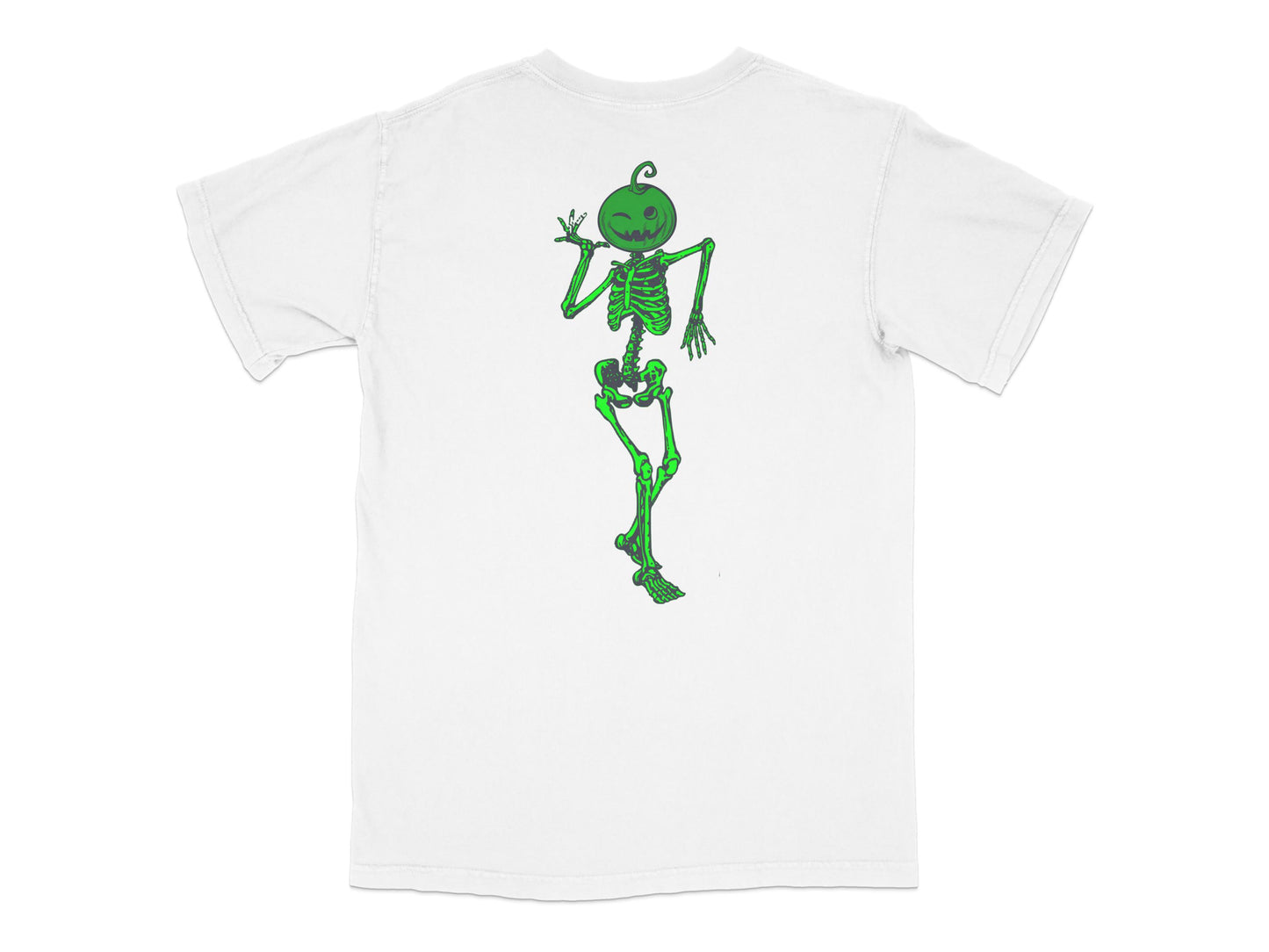 Green Skeleton Pumpkin Halloween T-Shirt, Spooky Graphic Tee, Unisex Holiday Apparel