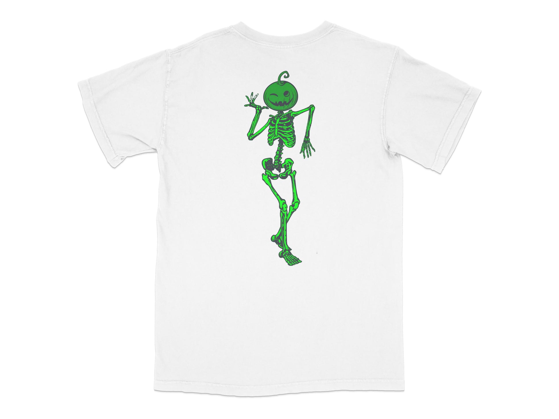 Green Skeleton Pumpkin Halloween T-Shirt, Spooky Graphic Tee, Unisex Holiday Apparel