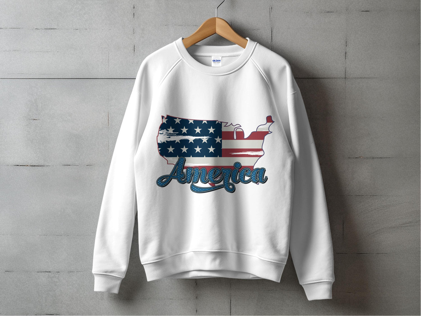 Patriotic American Flag and Eagle Sweatshirt, USA-Themed Crewneck, Unisex White Pullover, Casual American Apparel