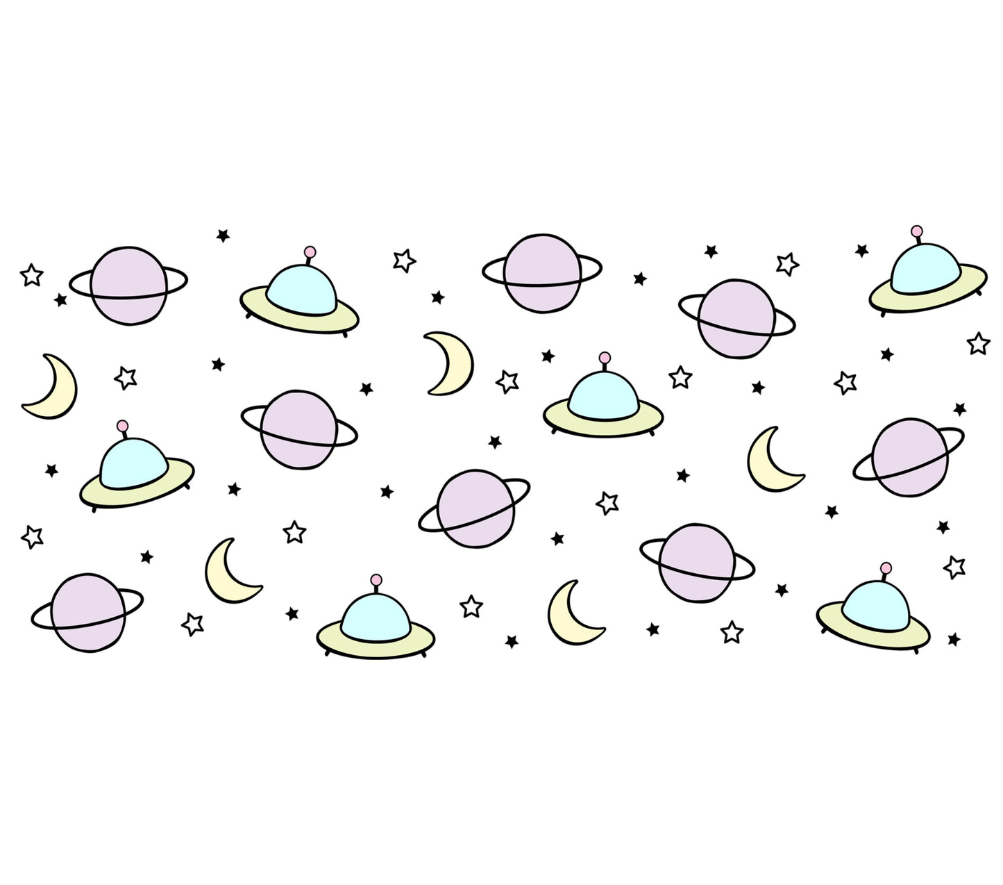 Colorful Space Pattern Wrapping Paper, Planets and Stars, Moon Phases, Birthday Gift Wrap, Cosmic Print, Kids Party Supplies