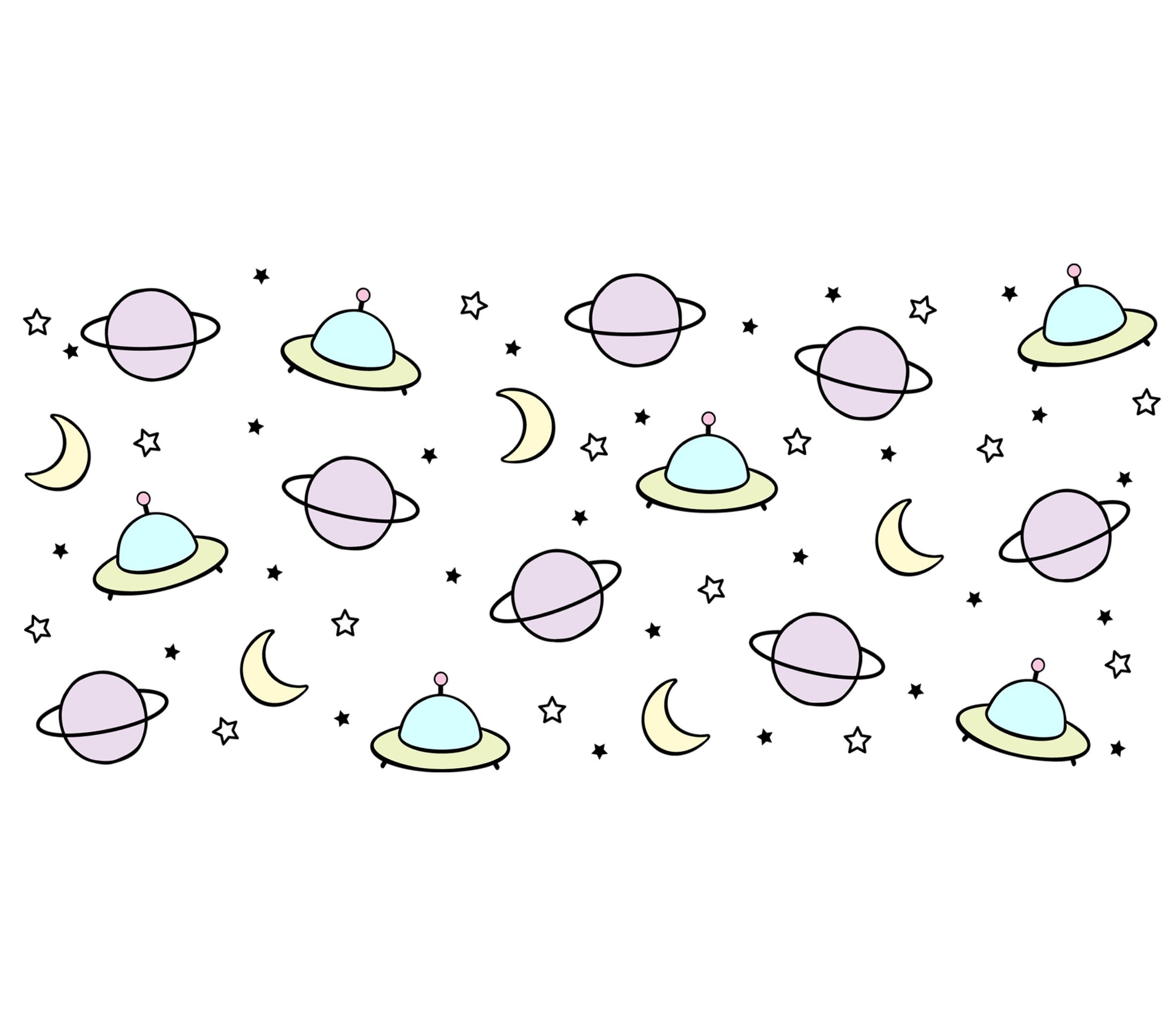 Colorful Space Pattern Wrapping Paper, Planets and Stars, Moon Phases, Birthday Gift Wrap, Cosmic Print, Kids Party Supplies