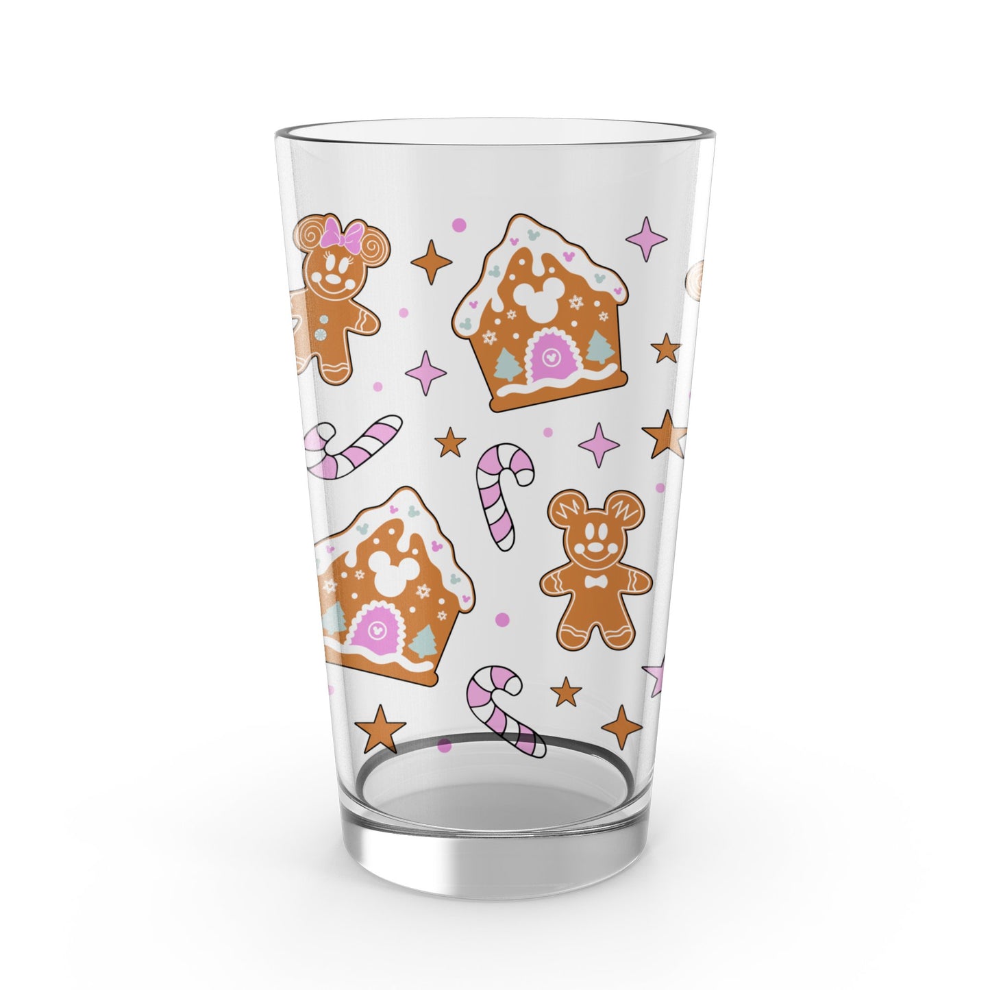 Holiday Gingerbread and Candy Cane Glass Tumbler, Christmas Drinkware, Festive Kitchen Decor, Seasonal Gift Idea