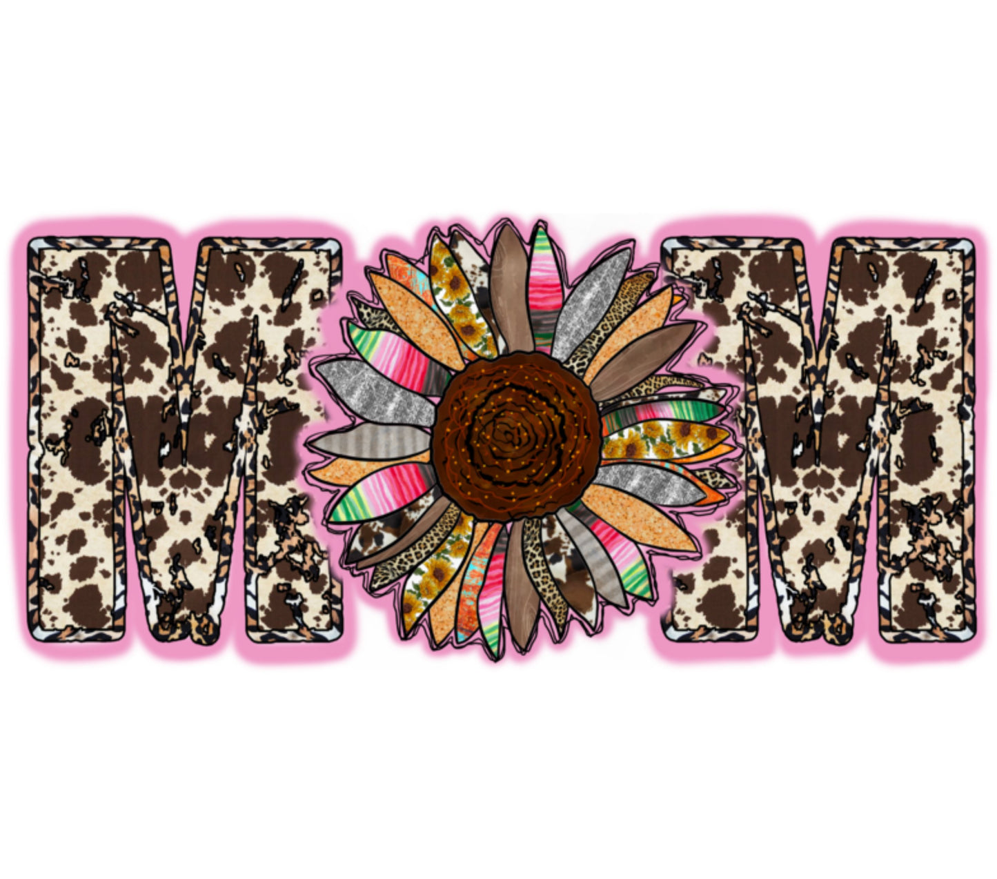 Leopard Print Sunflower Mom Graphic, Floral Animal Pattern, Digital Download Artwork for Printing and Crafts