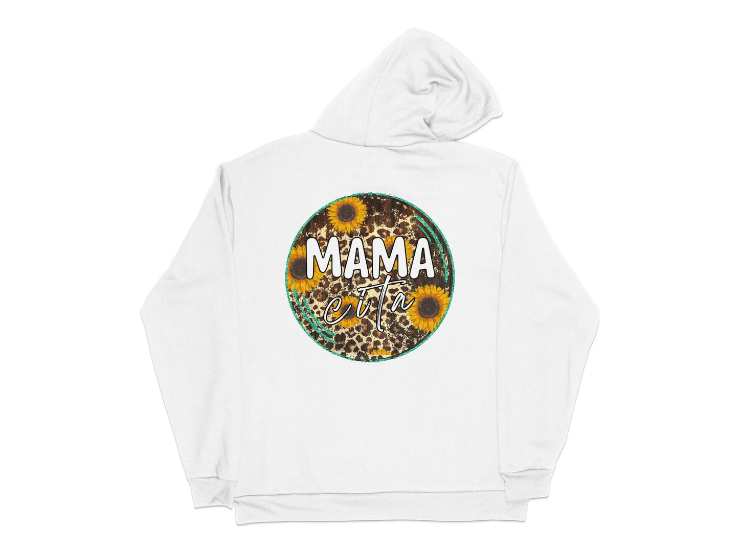 Mama Cita Hoodie Sunflower Leopard Print Graphic Pullover for Moms Casual Wear