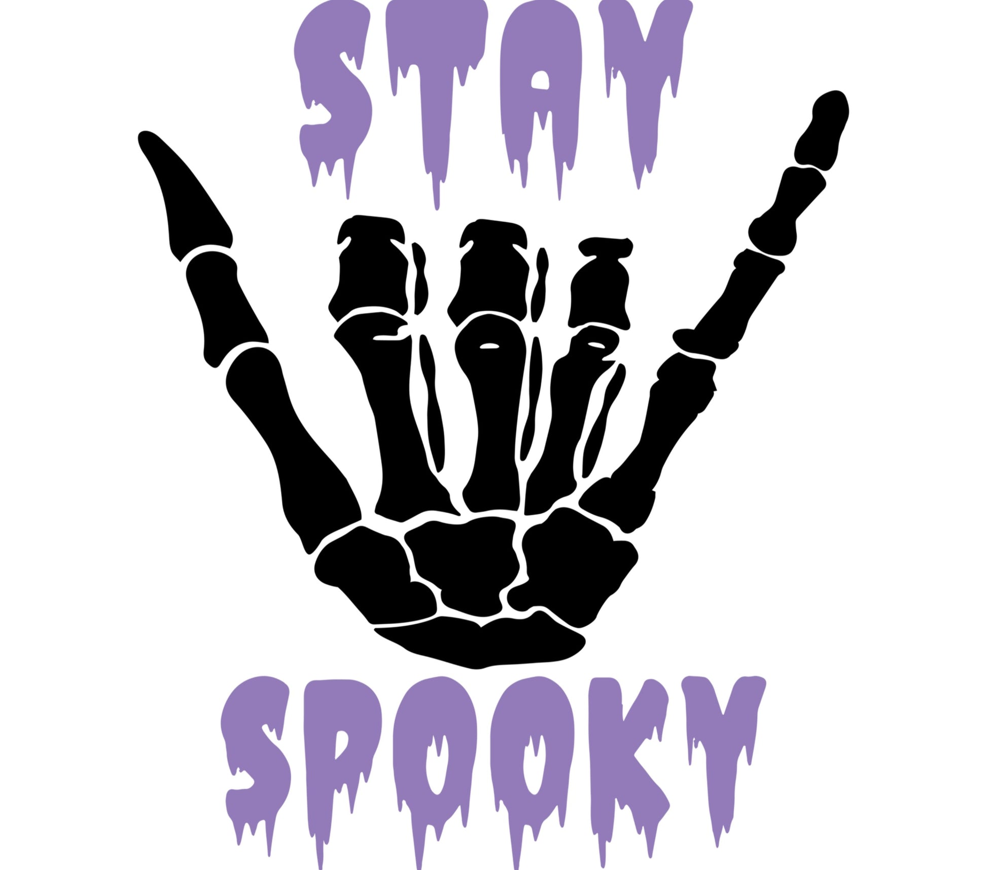 Stay Spooky Skeleton Hand Graphic Print, Halloween Wall Art Decor, Gothic Black and Purple Poster