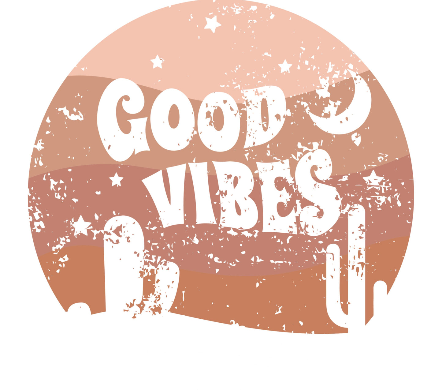 Good Vibes Desert Sunset Cactus Retro Vintage Sticker, Boho Laptop Decal, Aesthetic Waterproof Sticker