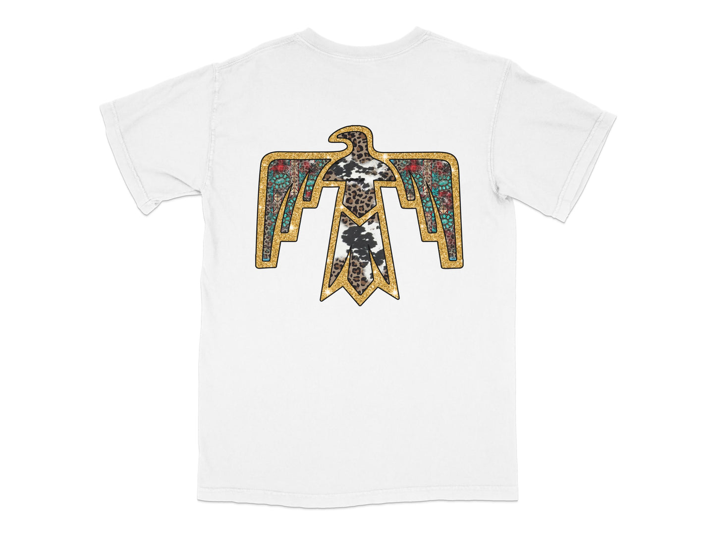 Vintage Inspired Graphic Tee, Aged Gold Eagle Print, Men's Fashion T-Shirt, Unique Streetwear Style, Casual White Top