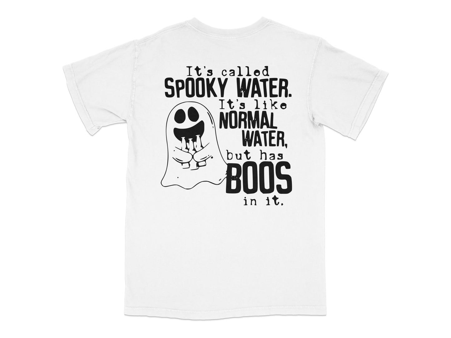 Spooky Water Ghost Boo T-Shirt, Funny Halloween Tee, Cute Ghost Graphic, Unisex White Shirt