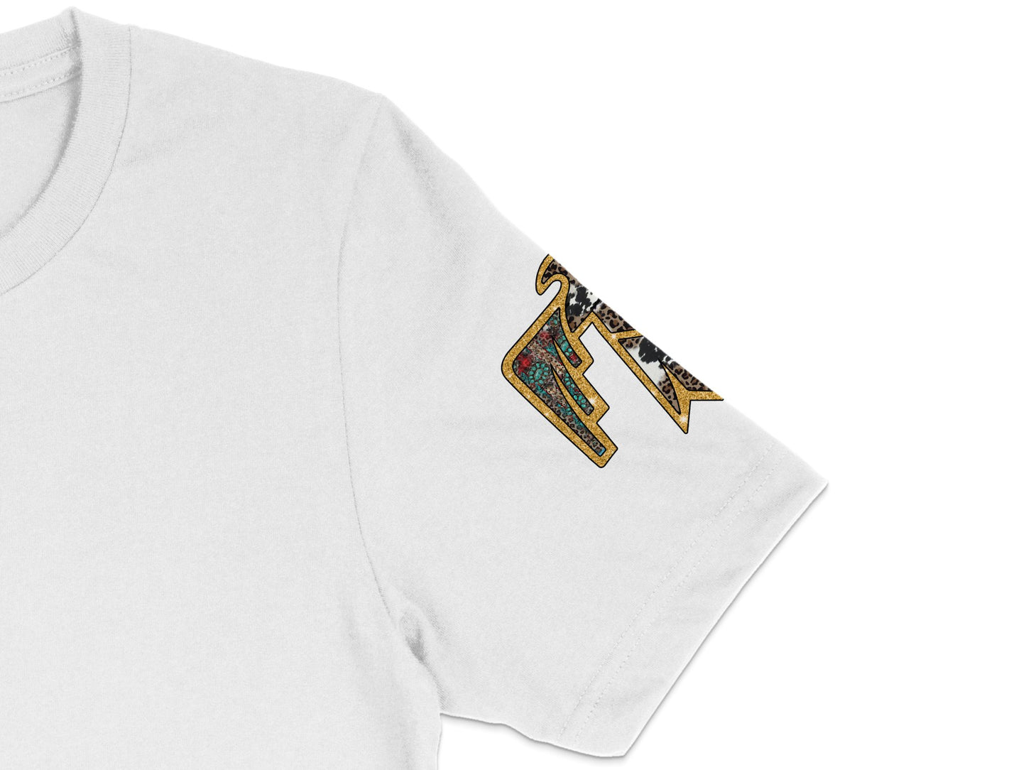 White T-Shirt with Embroidered Guitar Design, Music Lover Gift, Casual Apparel, Unisex Cotton Tee