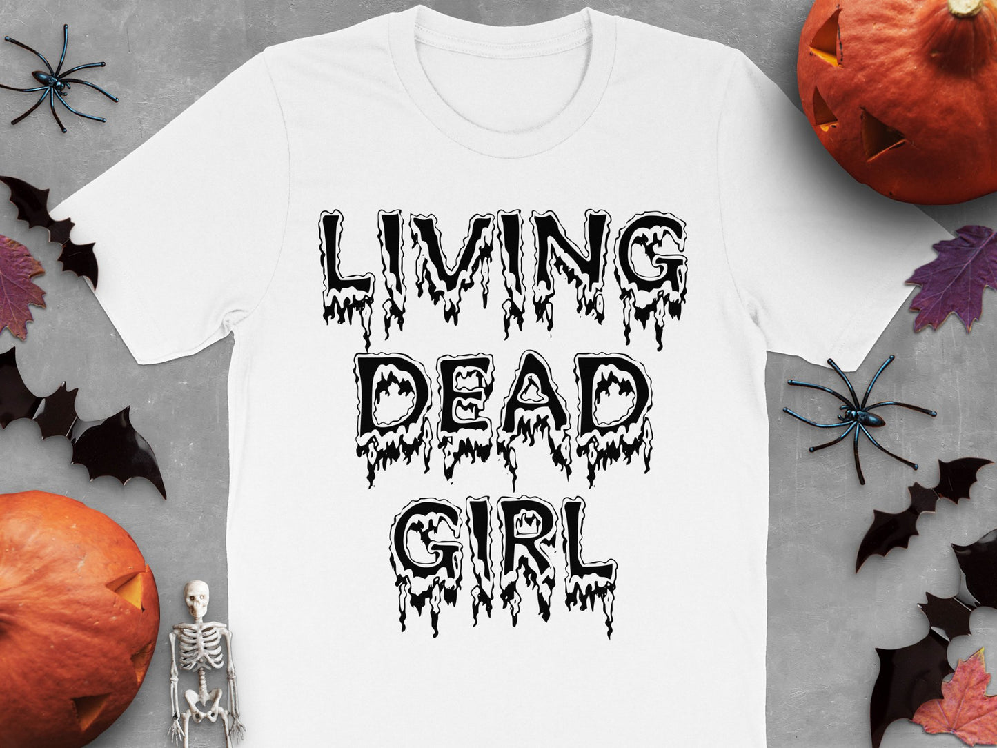 Living Dead Girl Halloween T-Shirt, Spooky Graphic Tee, Fall Season Apparel, Casual Autumn Fashion, Horror Tee