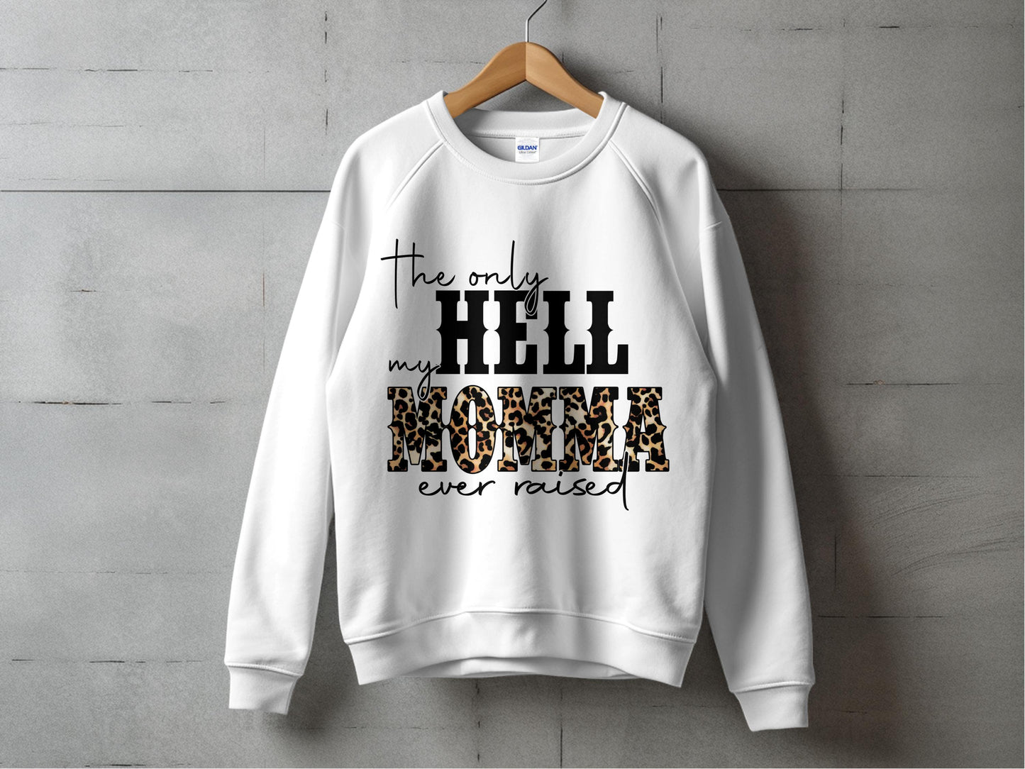 Women's White Sweatshirt with Leopard Print Letters, Casual Pullover, Graphic Crewneck Top