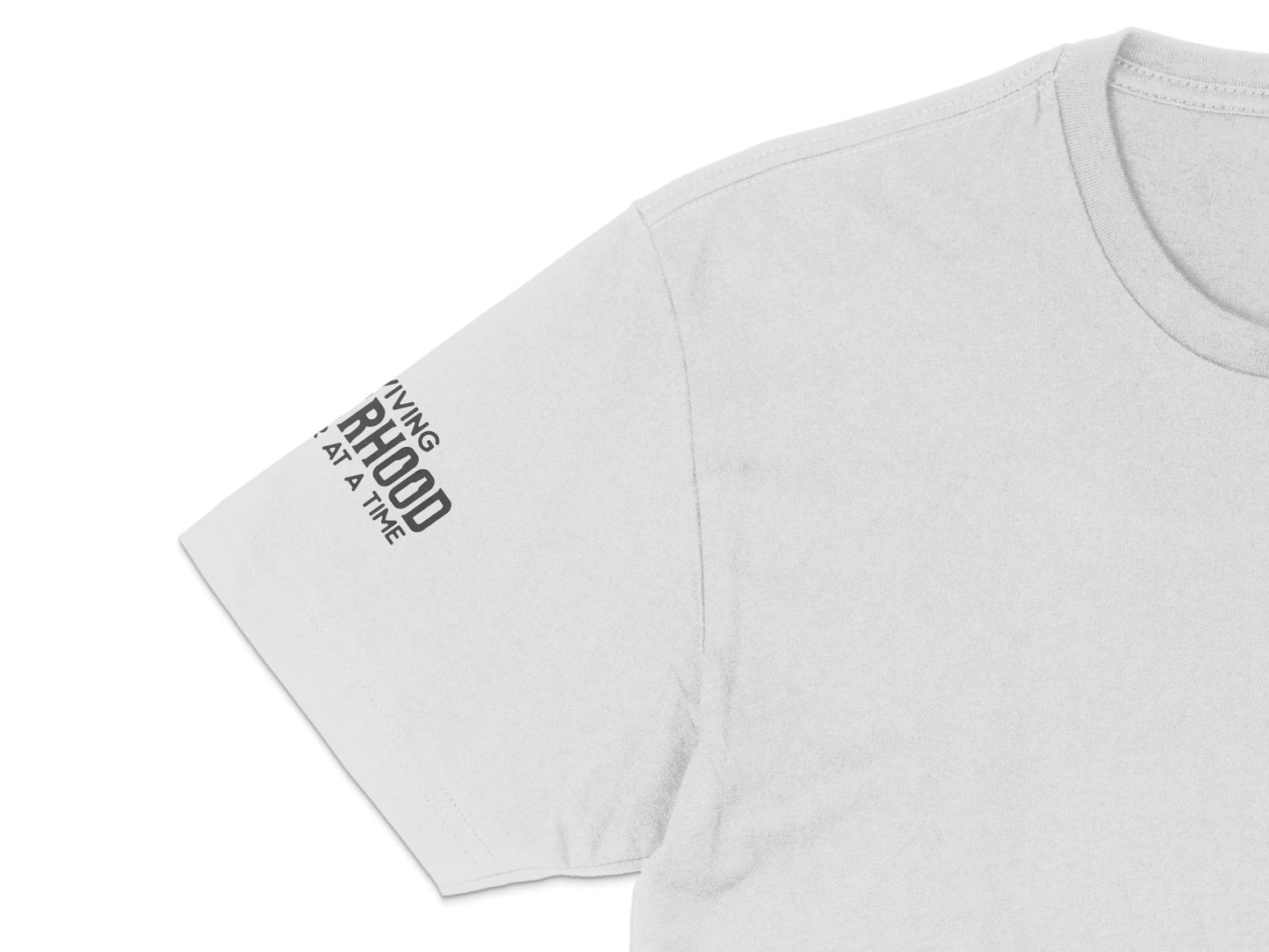 Minimalist White T-Shirt, Living Good, Dying Proud Quote, Casual Unisex Apparel, Soft Cotton Tee, Stylish Streetwear Look