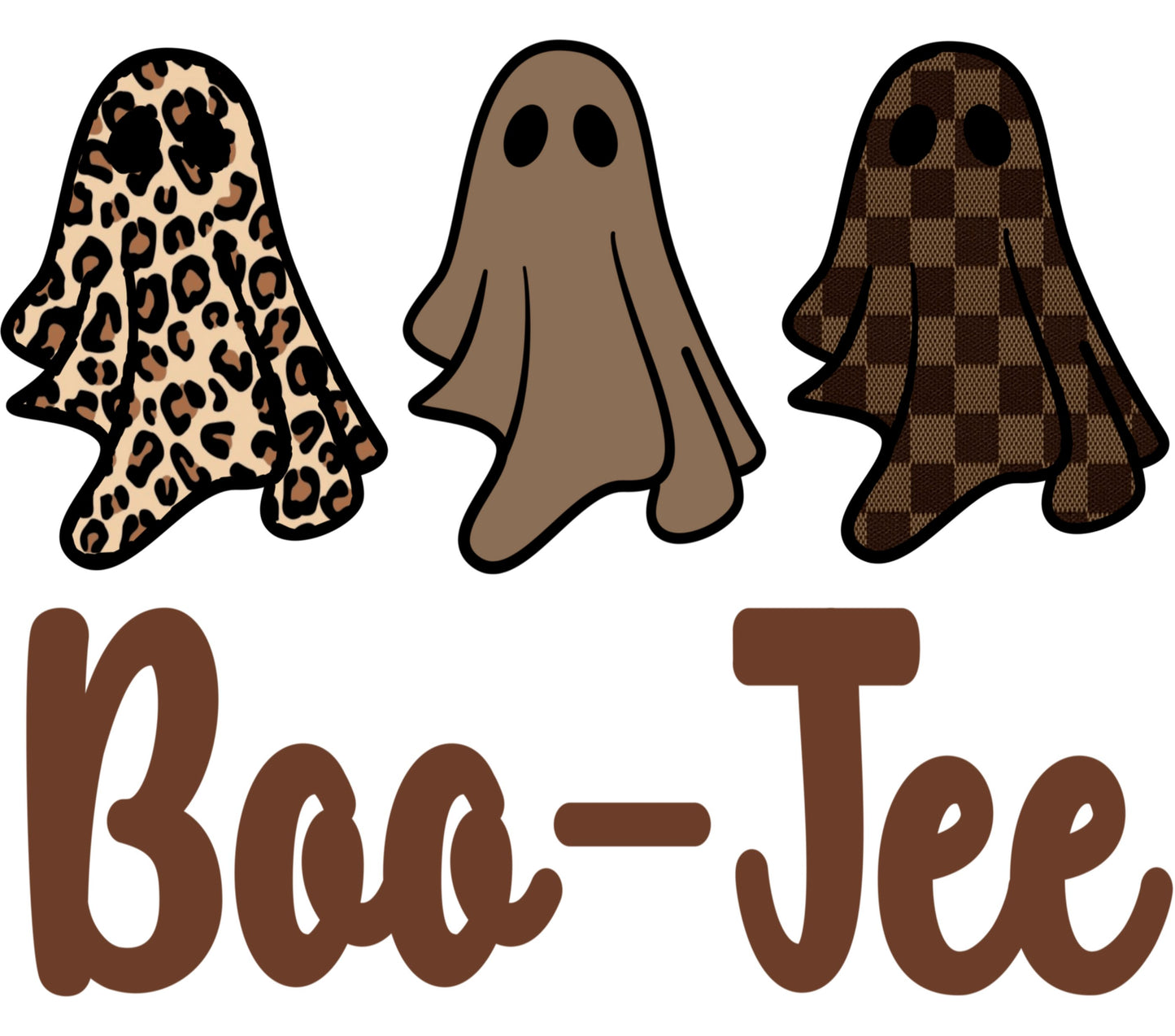 Boo-Jee Ghost Stickers, Leopard Print, Plaid Design, Halloween Spooky Decals, Fall Decorations, Laptop Ghost Stickers, Set of 3