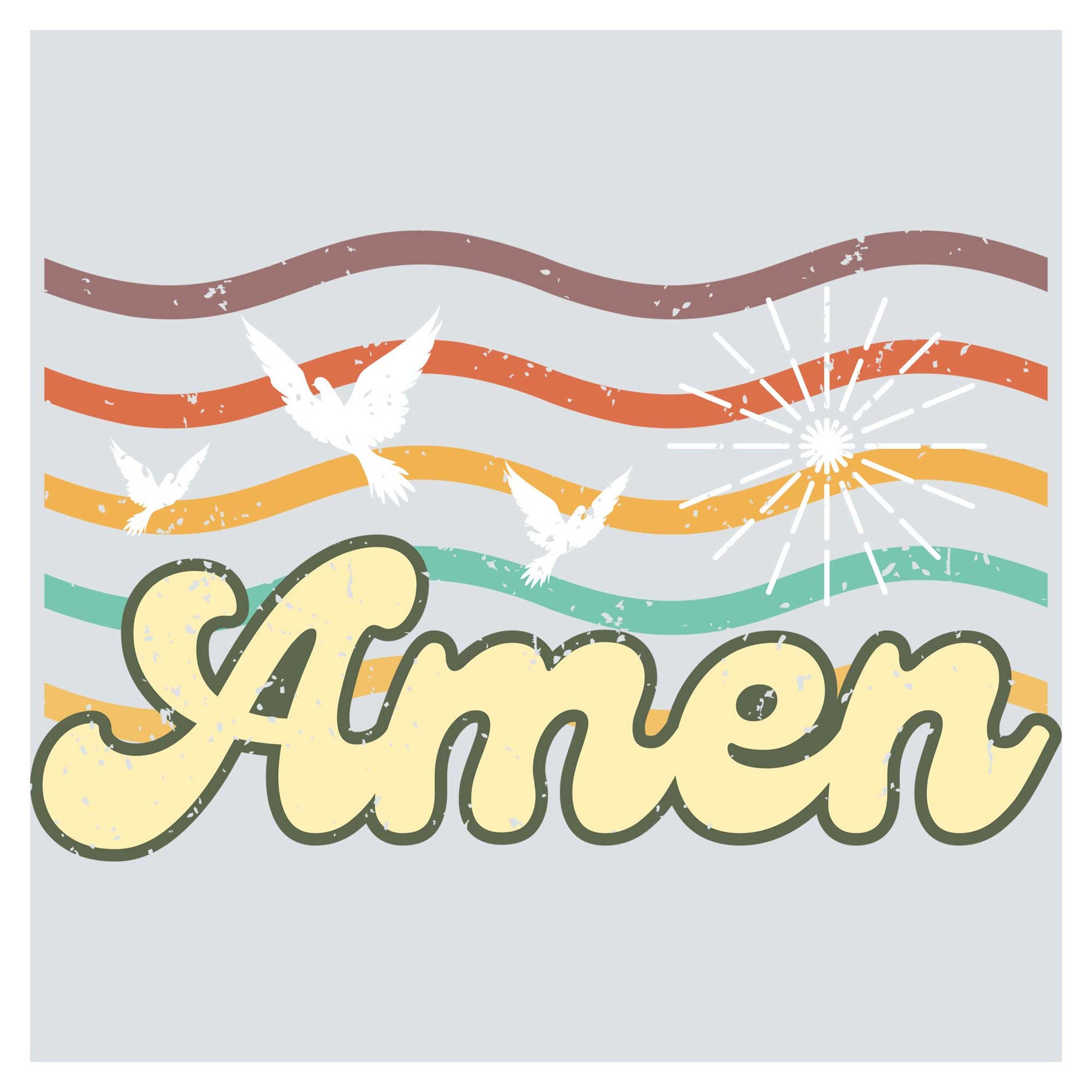 the word amen with a flag in the background