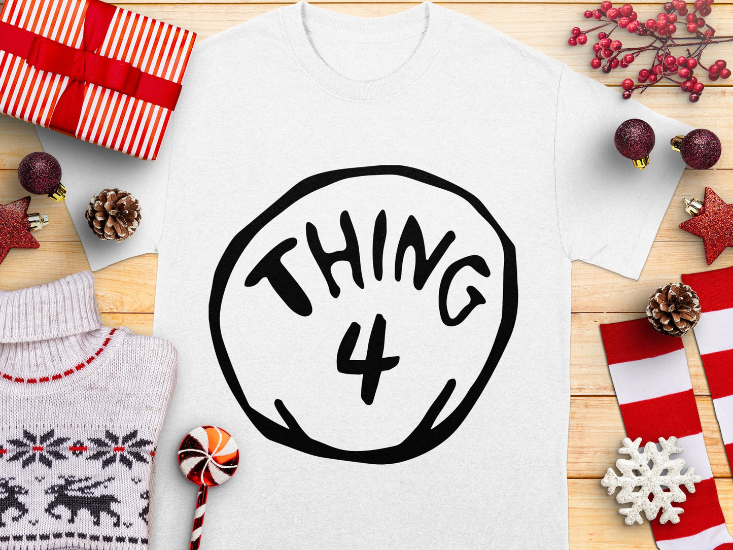 Thing 4 T-Shirt, Family Matching Outfit, Holiday Group Costume, Funny Christmas Tee, Novelty Gift Idea
