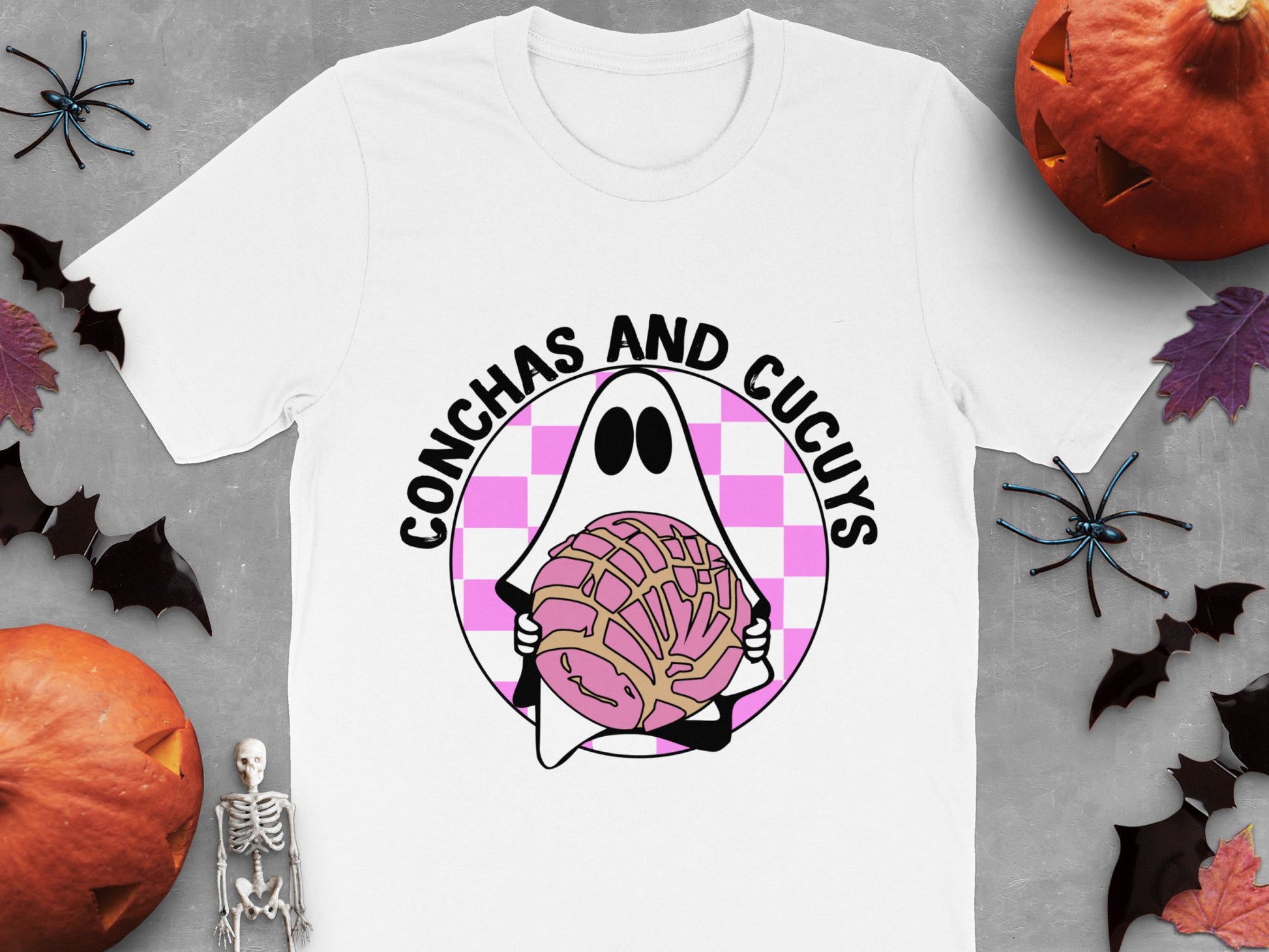 Halloween T-Shirt Conchas and Cucuys Ghost Graphic Spooky Bakery Theme Cotton Tee