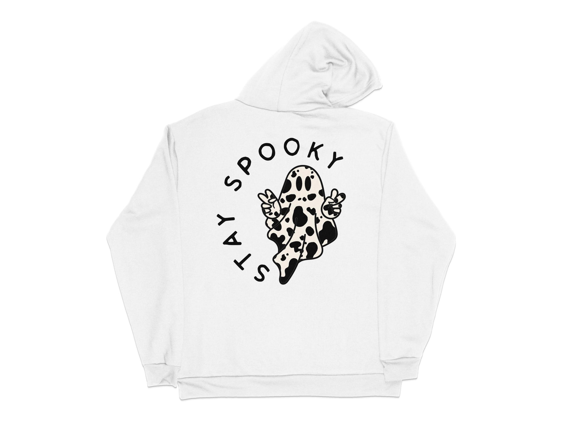 Spooky Ghost Graphic Hoodie, Cute Halloween Oversized Sweatshirt, Black and White, Unisex Fall Fashion