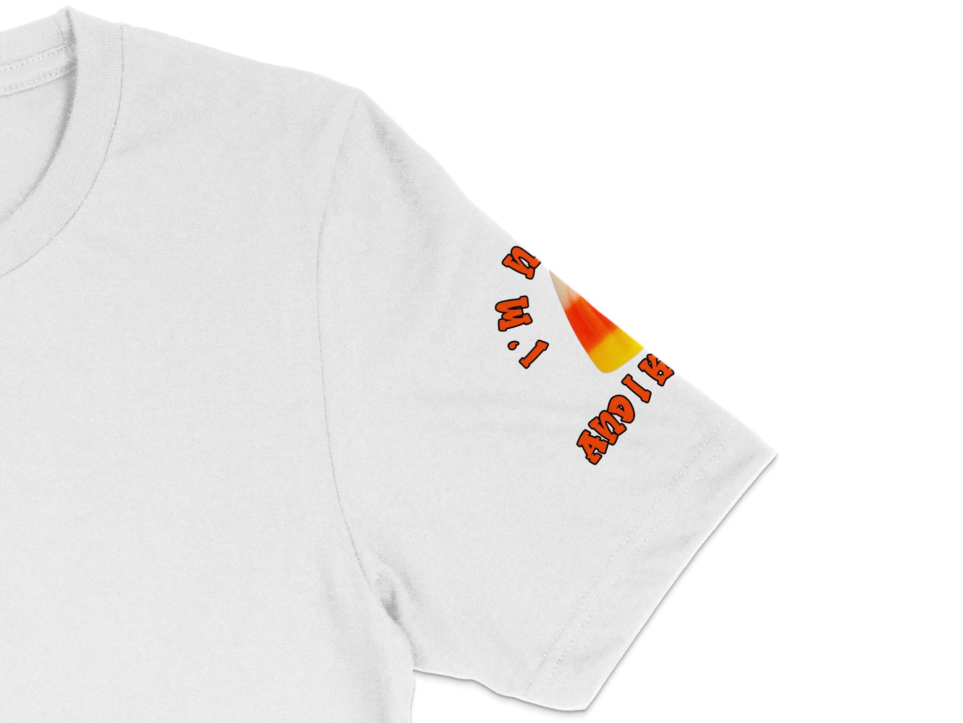 White T-Shirt with Orange Graphic Print, Unisex Short Sleeve Casual Tee