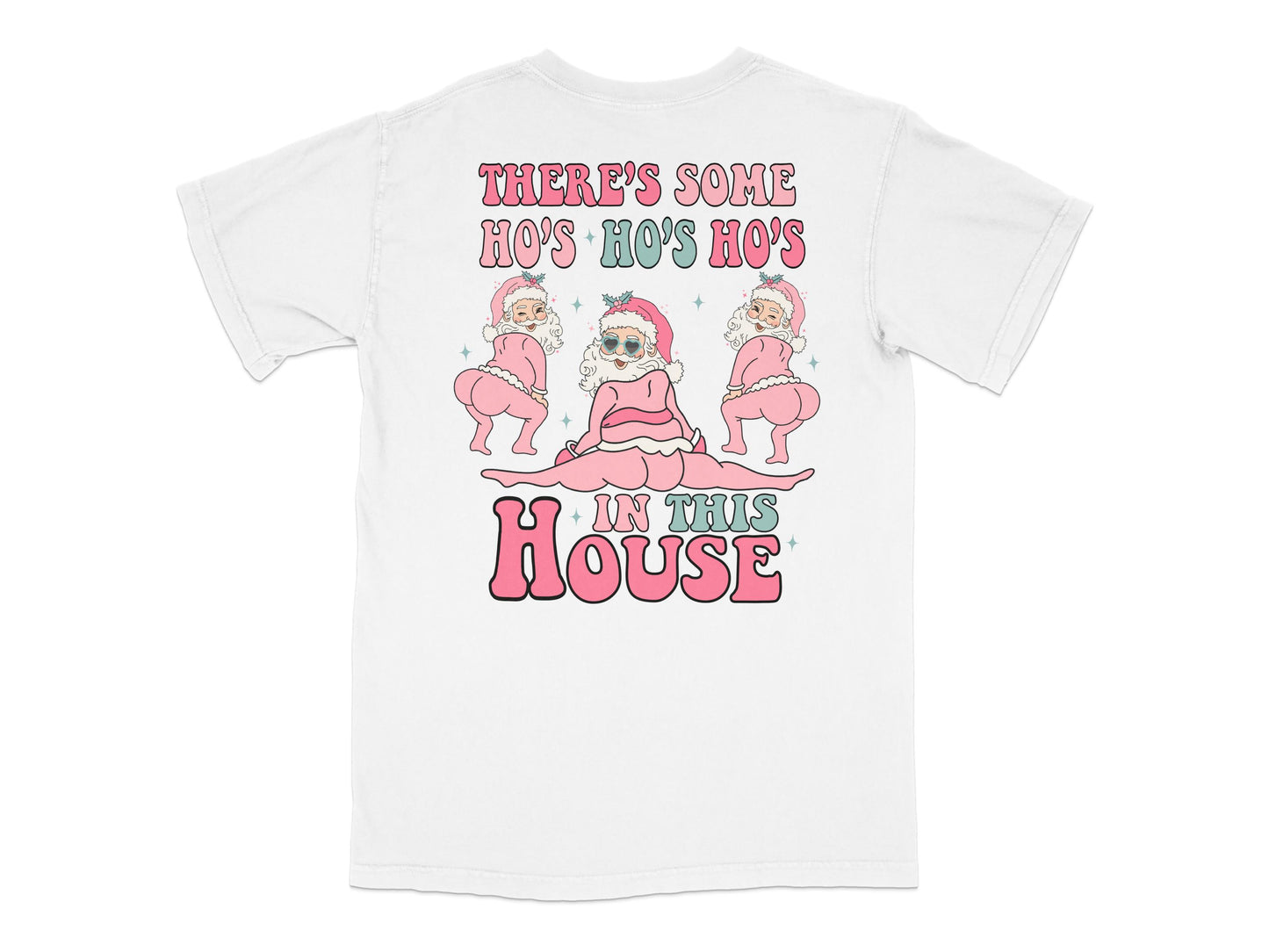 Funny Christmas T-Shirt, There's Some Ho's In This House, Santa Graphic Tee, Holiday Party Shirt, Unisex Cotton Top