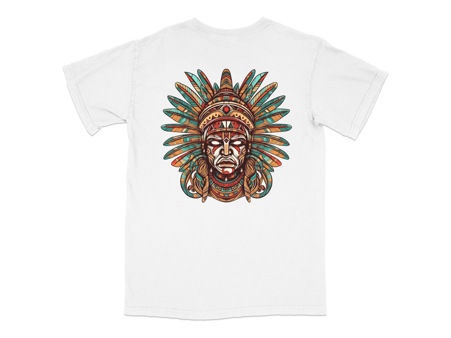 Native American Chief Print T-Shirt, Colorful Headdress Graphic Tee, Unisex Cotton Shirt, Tribal Art Top