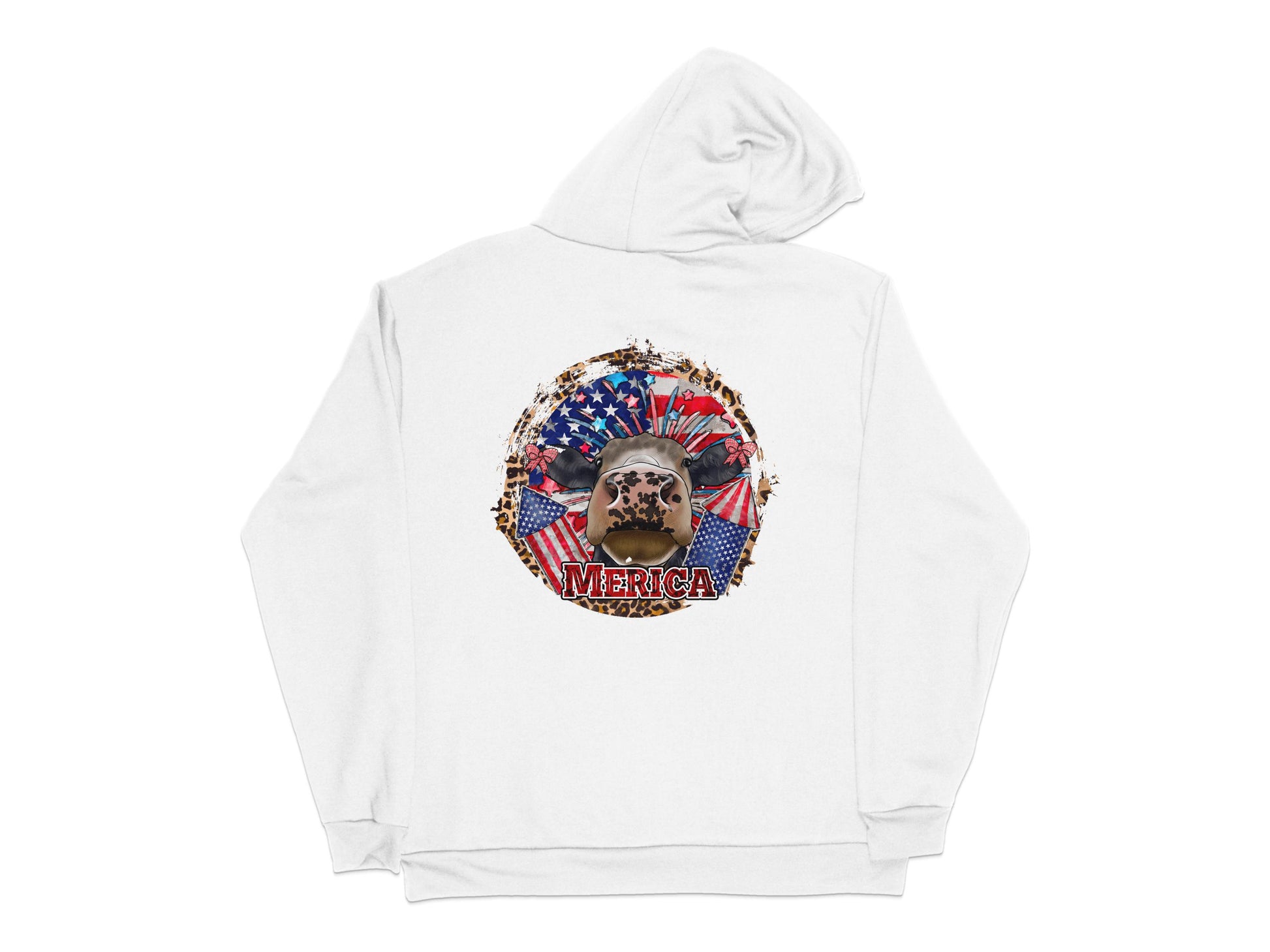 Patriotic Eagle Hoodie, American Flag Print, 'Merica Slogan, Unisex White Sweatshirt, Casual Outerwear
